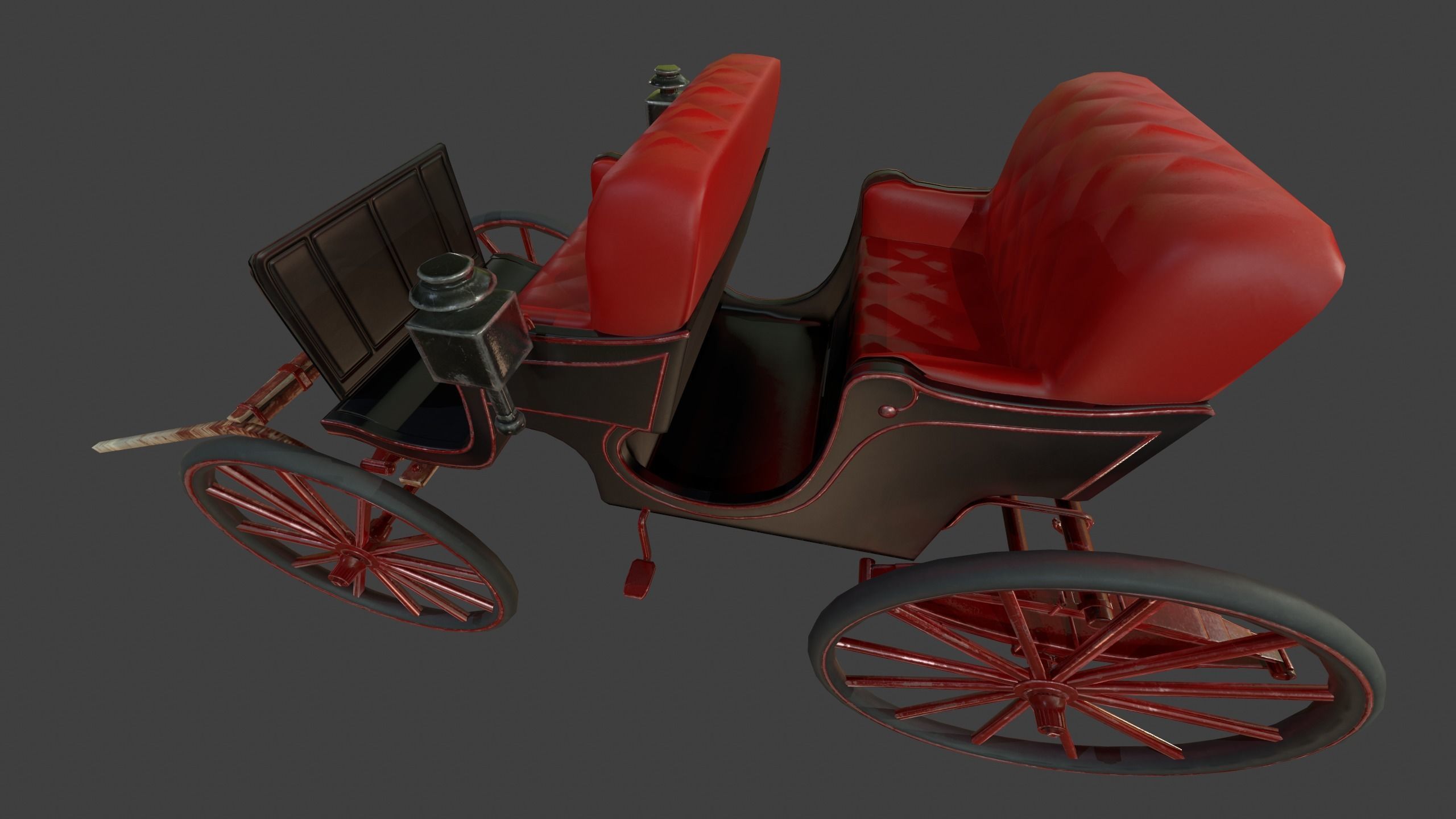 Carriage - Low Poly victorian horse drawn Low-poly 3D model_23