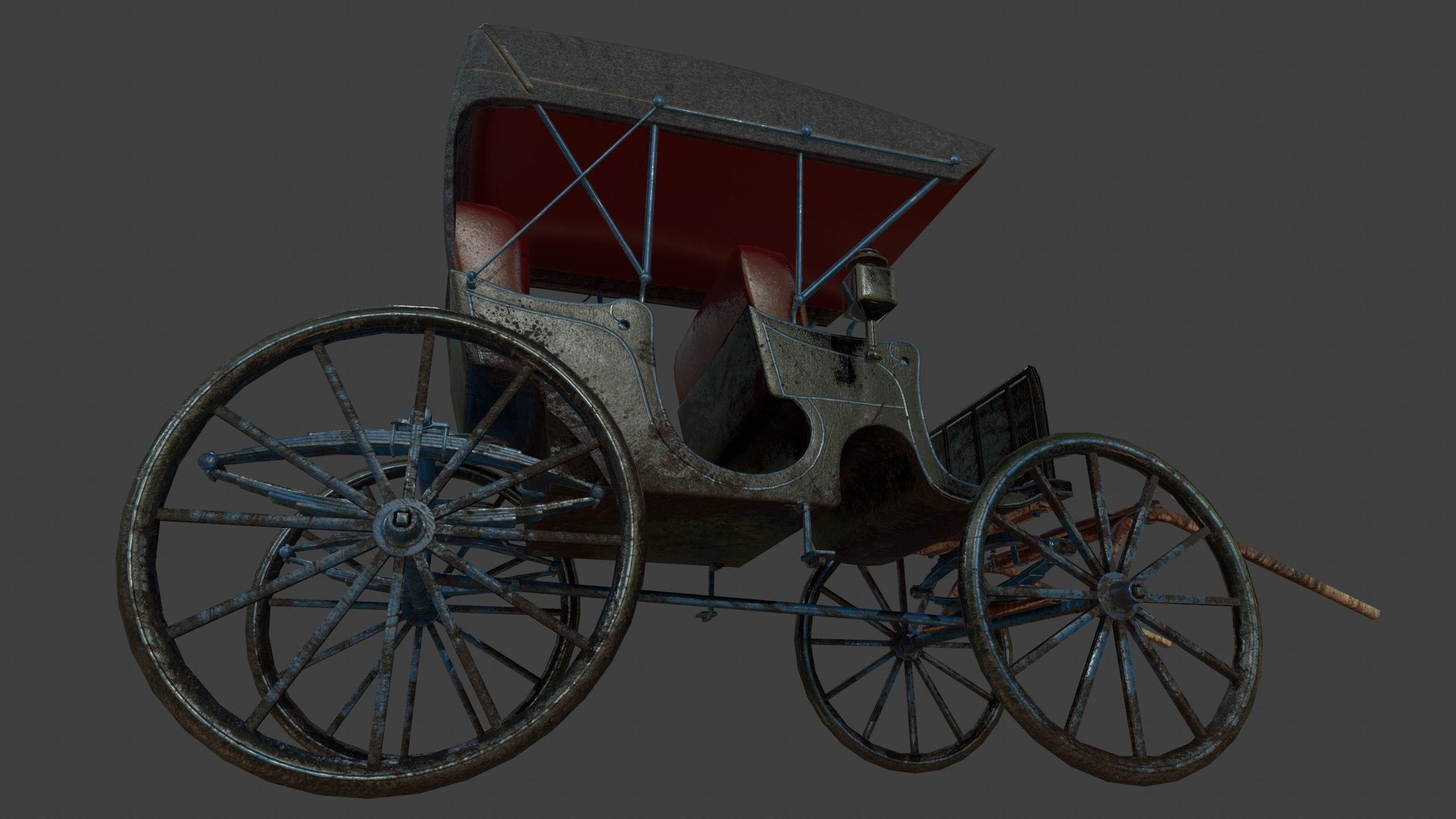 Carriage - Low Poly victorian horse drawn Low-poly 3D model_47
