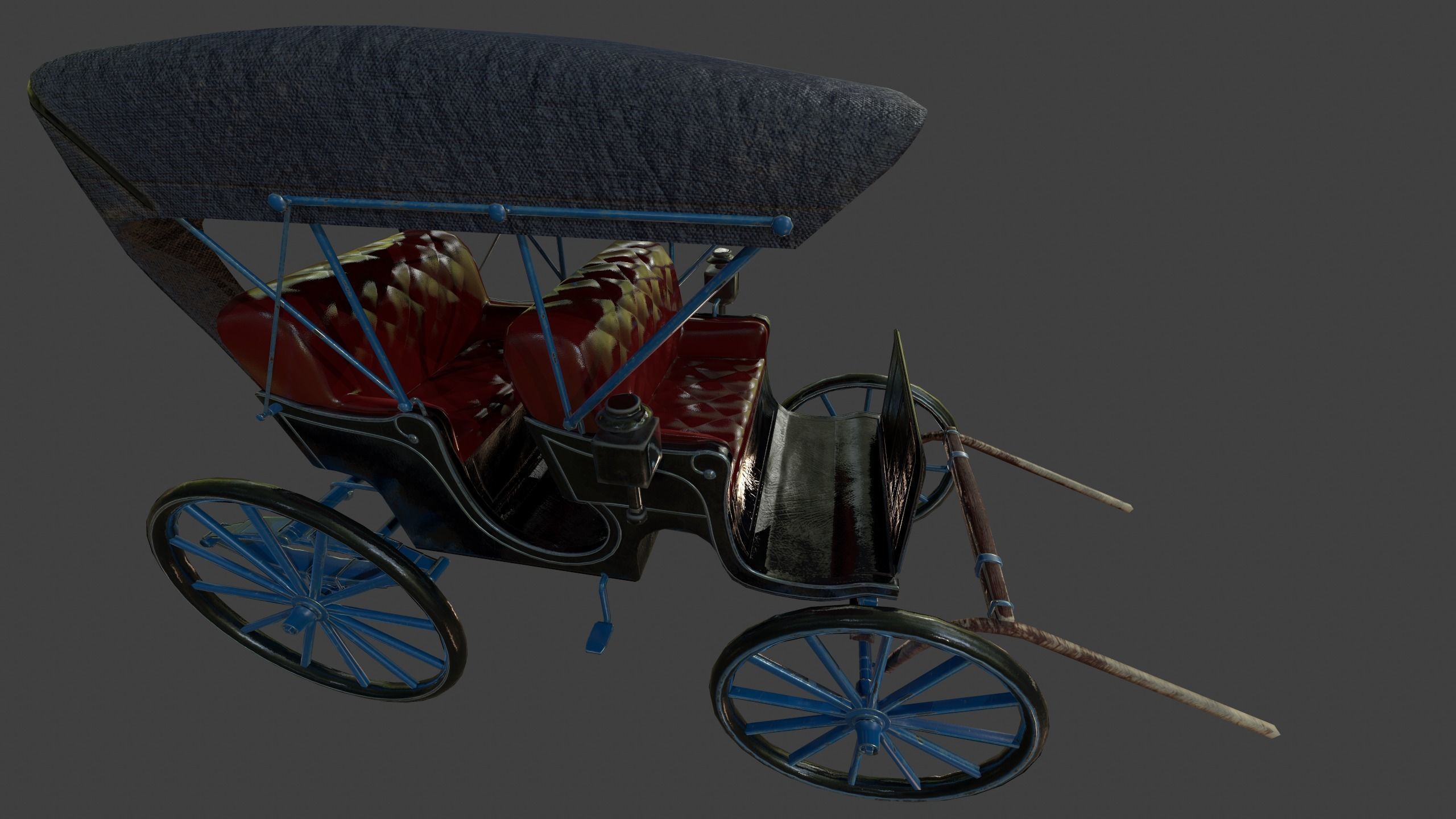 Carriage - Low Poly victorian horse drawn Low-poly 3D model_11