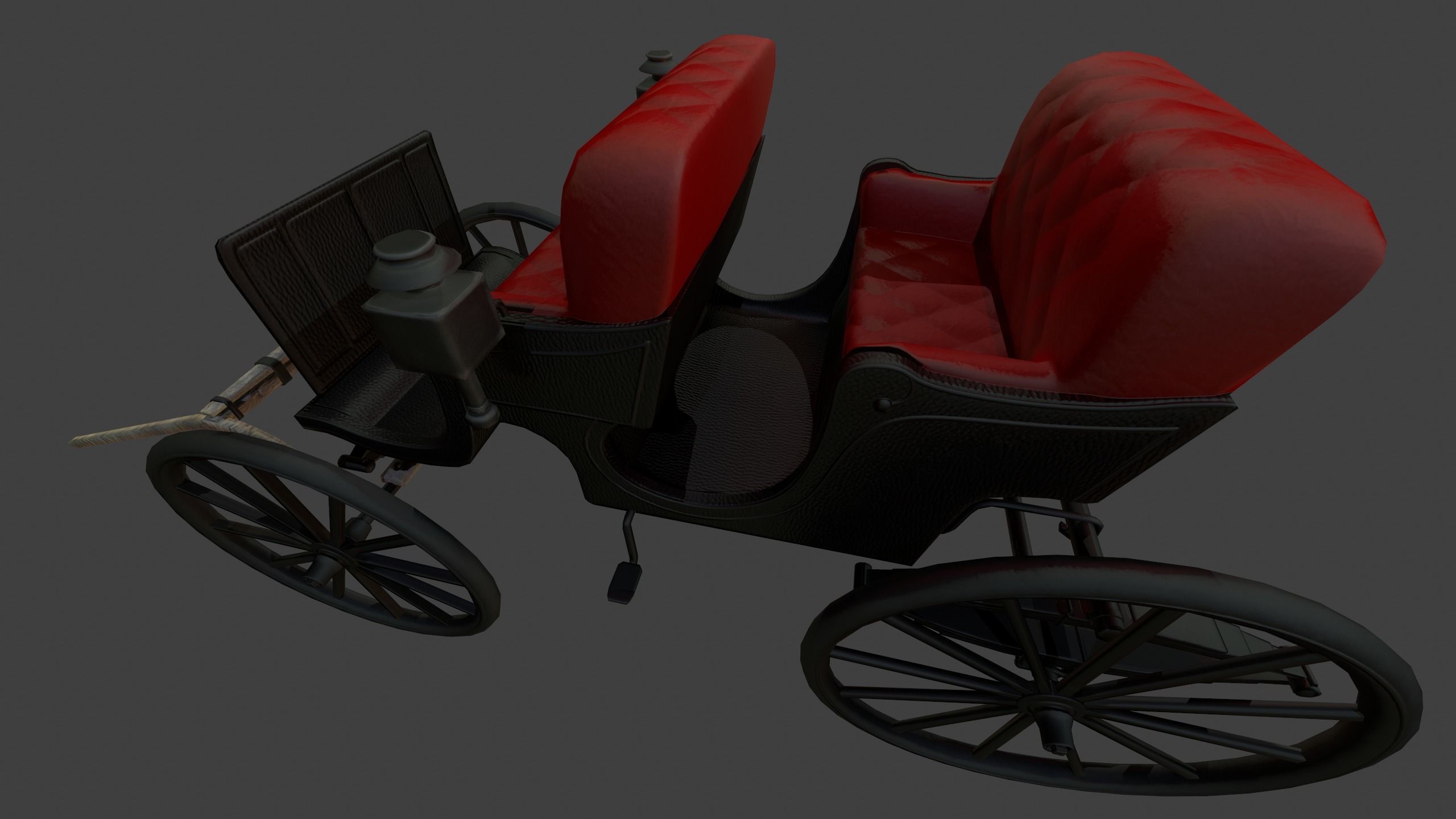 Carriage - Low Poly victorian horse drawn Low-poly 3D model_24