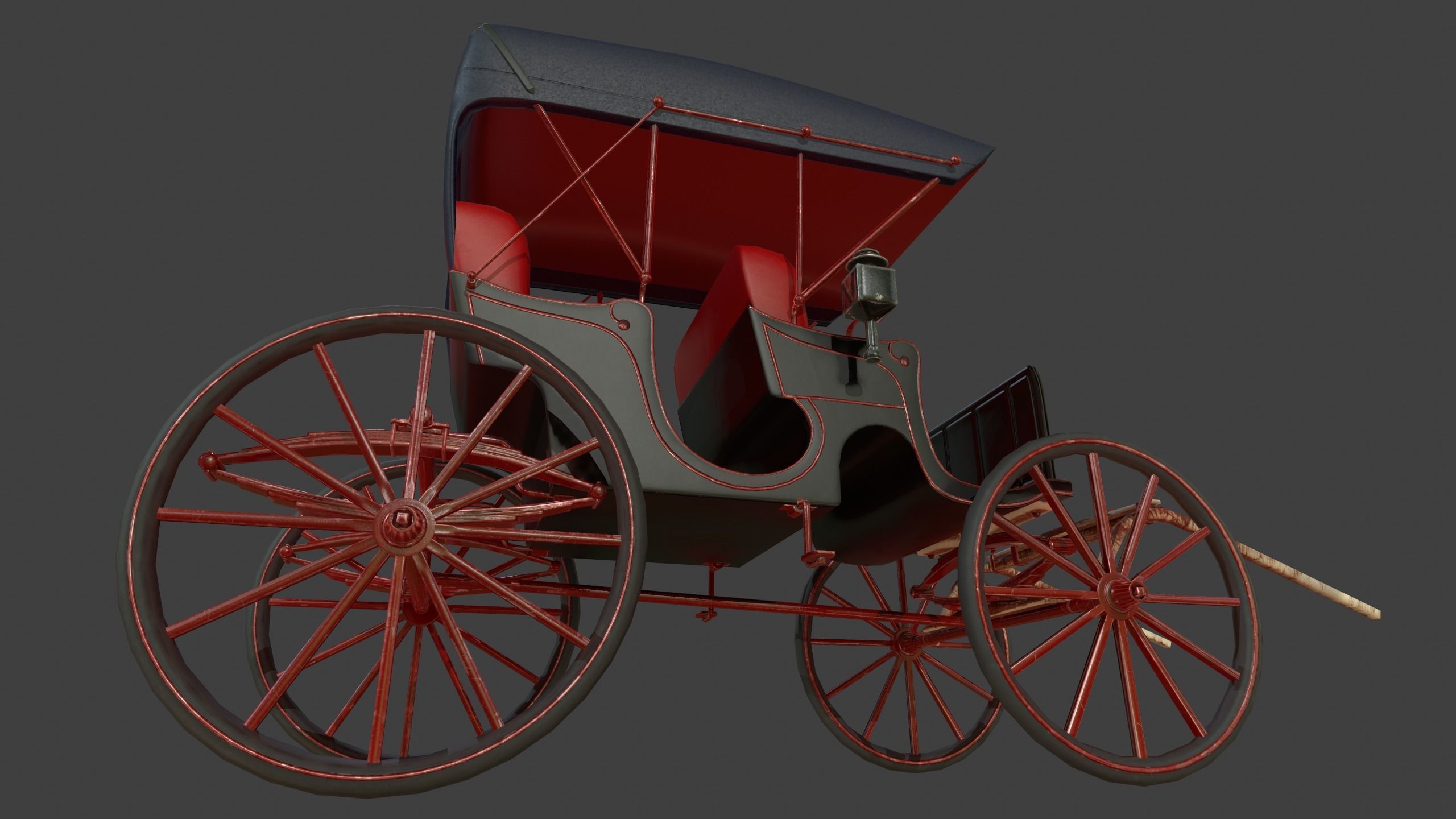 Carriage - Low Poly victorian horse drawn Low-poly 3D model_34