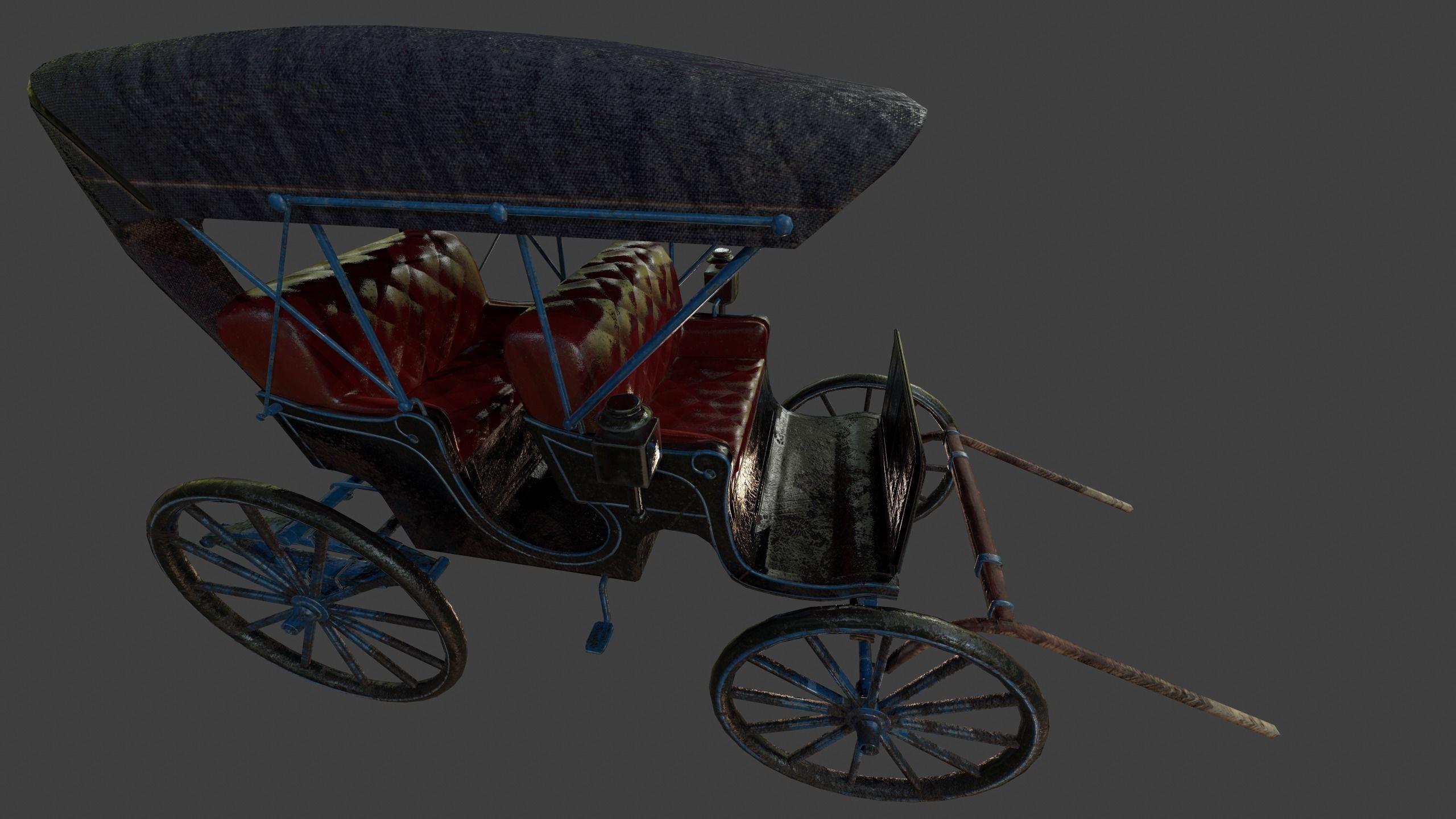 Carriage - Low Poly victorian horse drawn Low-poly 3D model_22