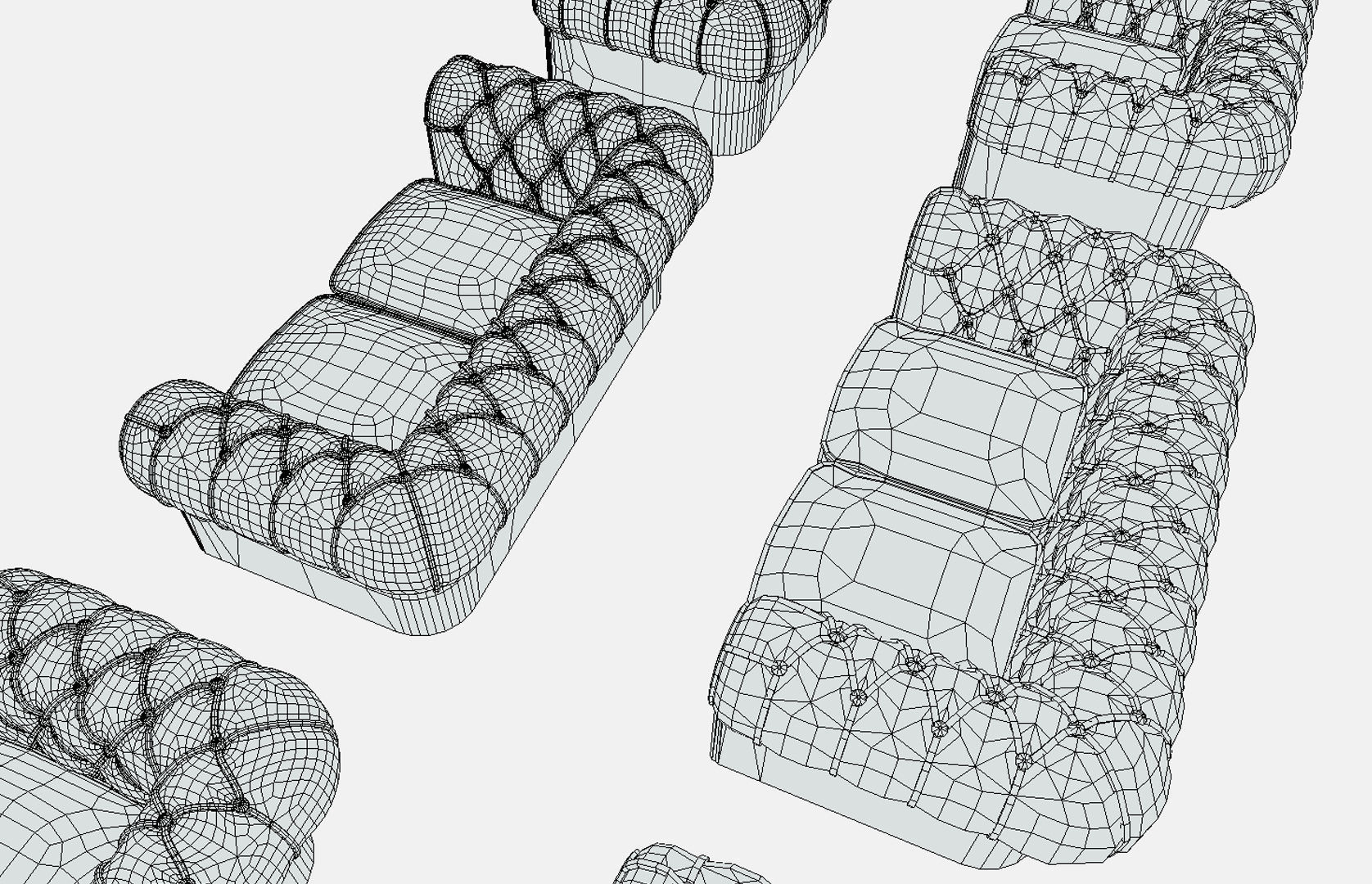 Low Poly PBR Chesterfields four leather chesterfield sofas Low-poly 3D model_12