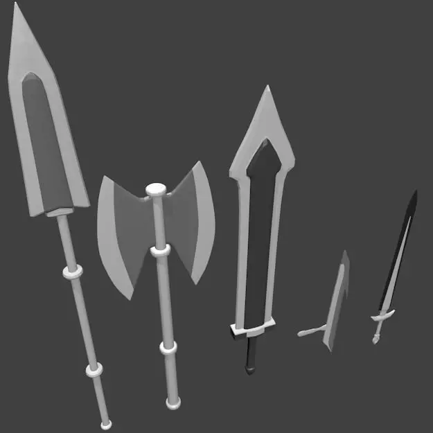 Set Weapon different swords Low-poly 3D model_0