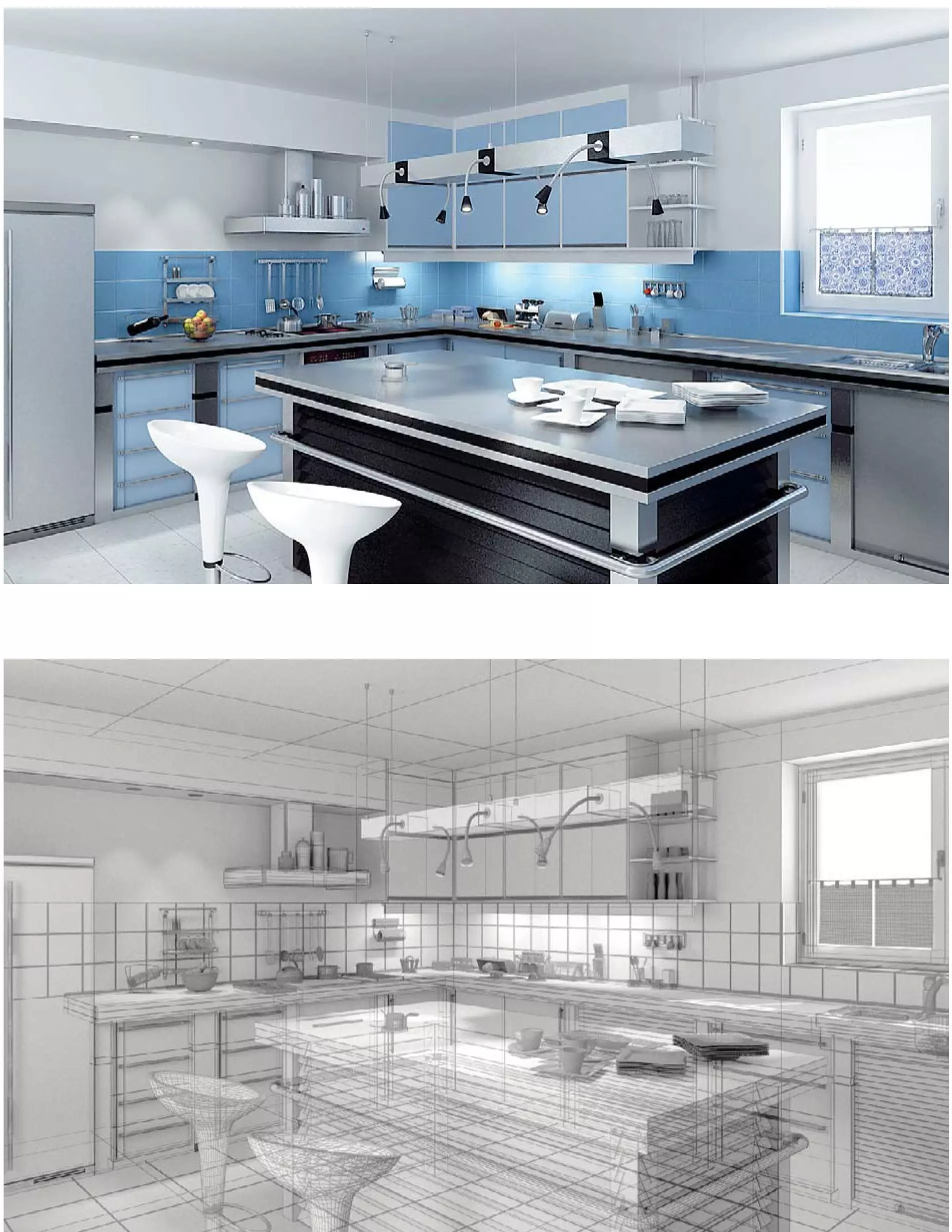 kitchen with two different views 3D model_0