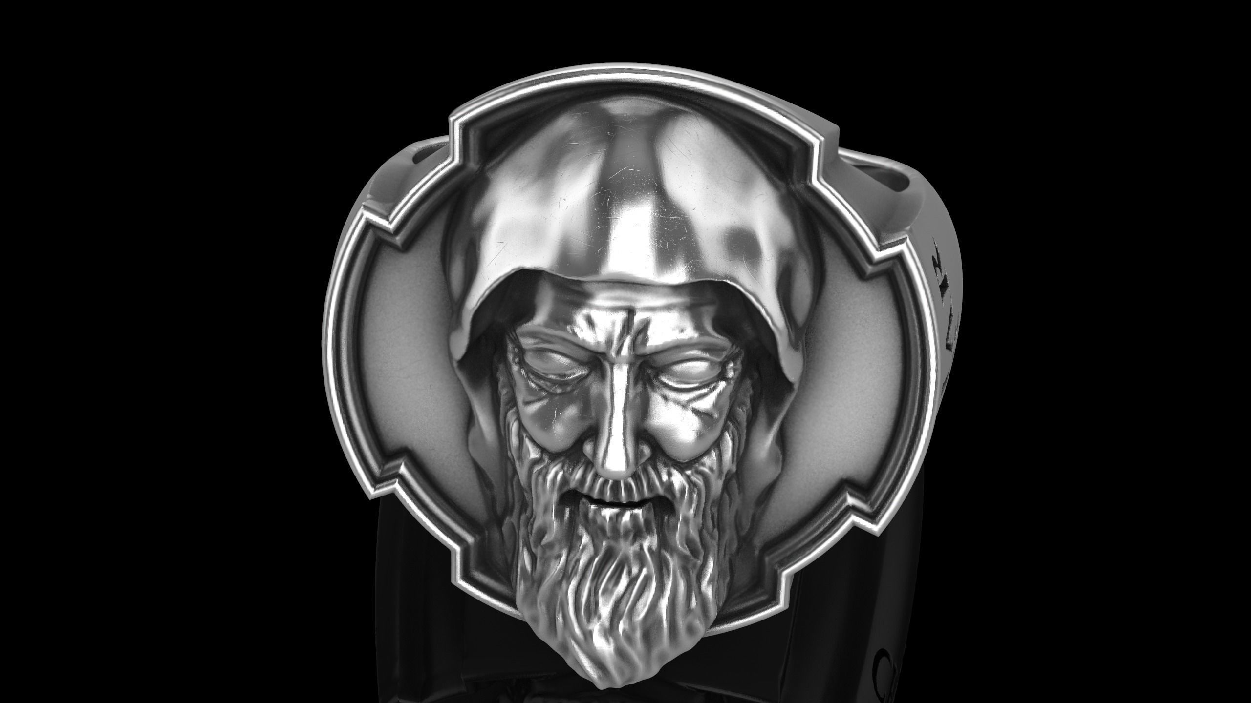 Saint Charbel Makhlouf ring 3D print model_1