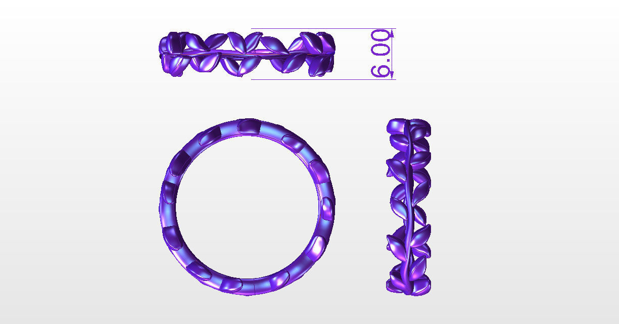 ring leaf 001 cadfile 3D print model_4