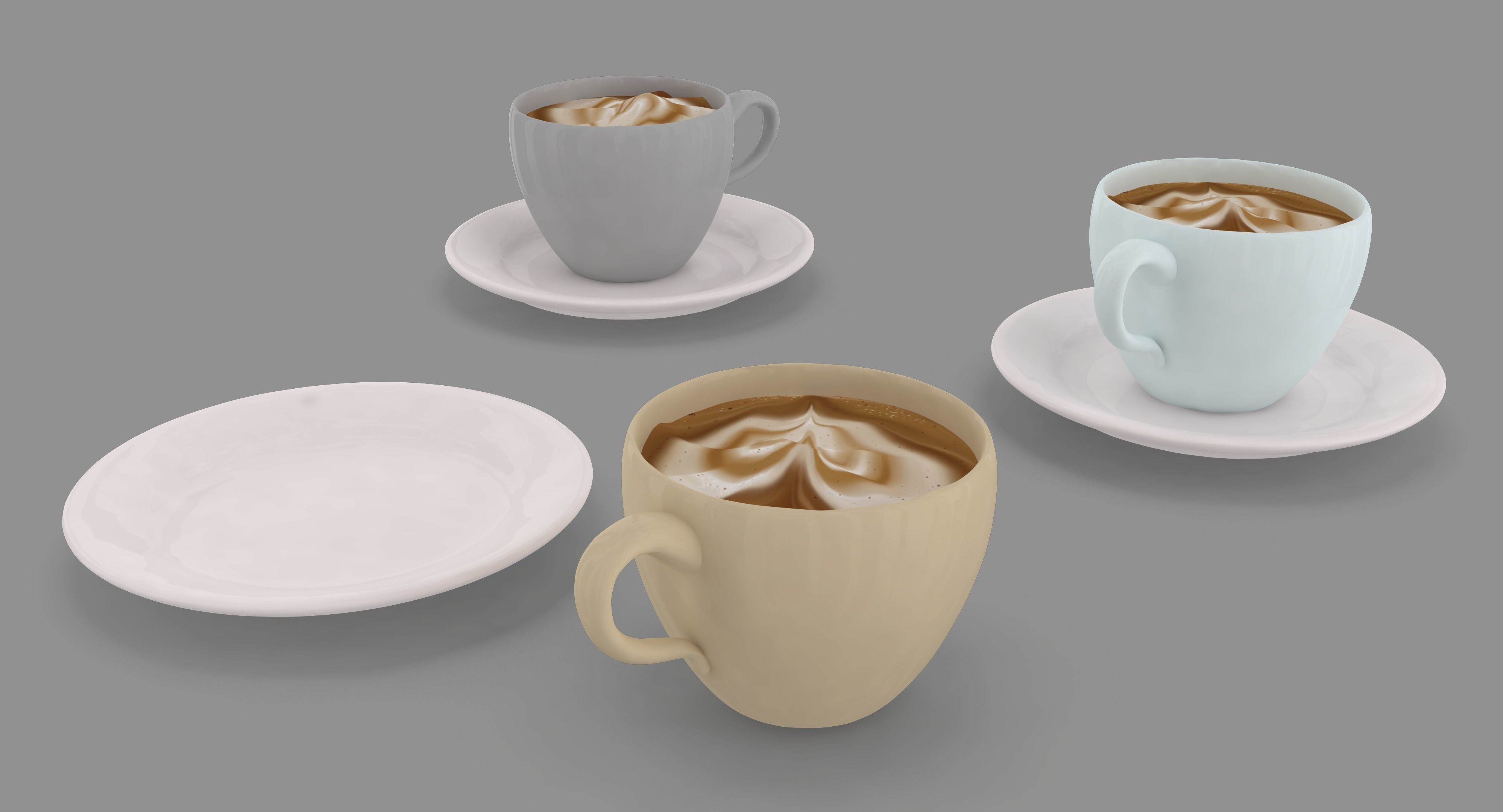 Cappuccino Cup Low-poly 3D model_1