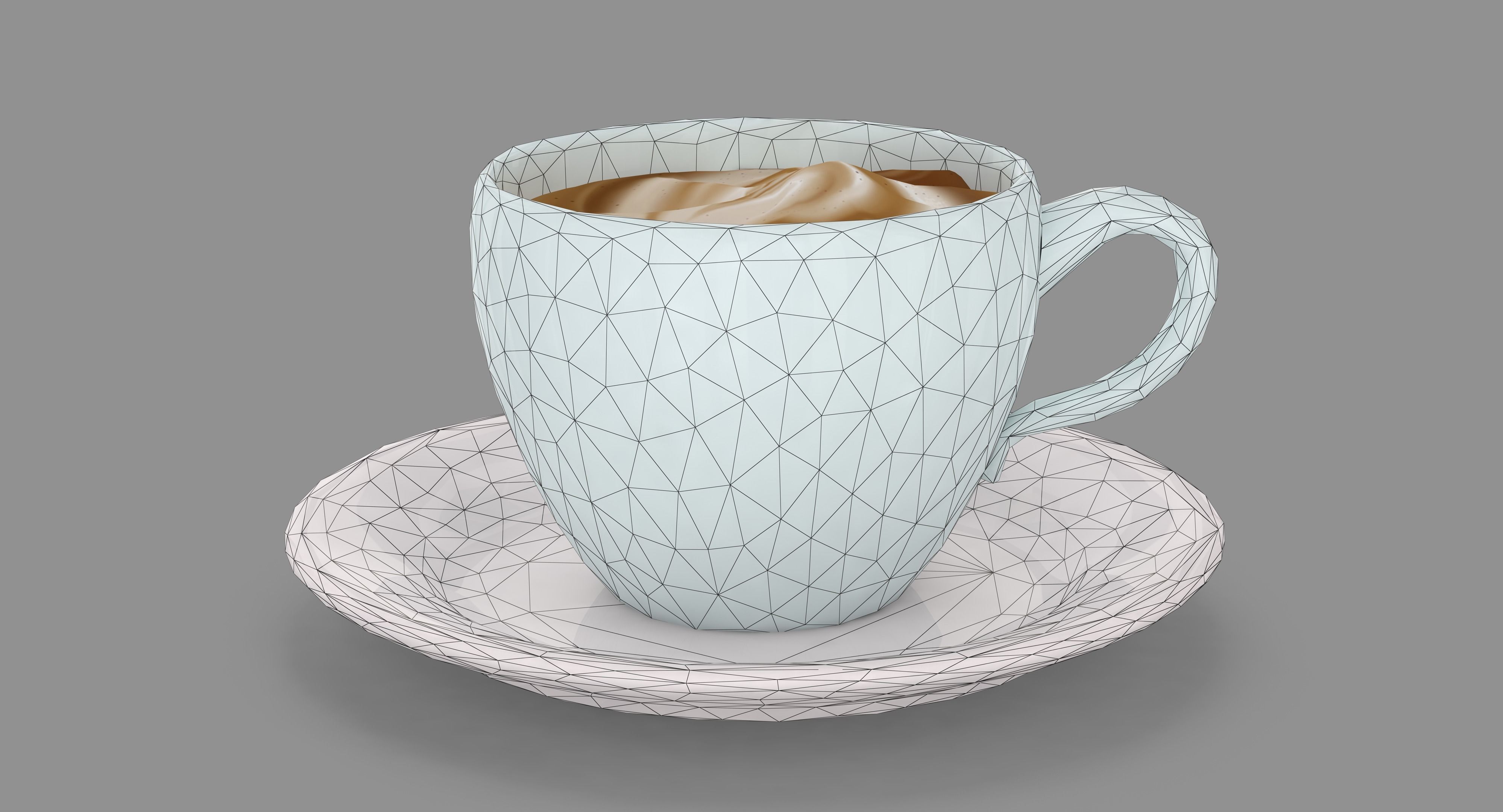 Cappuccino Cup Low-poly 3D model_42