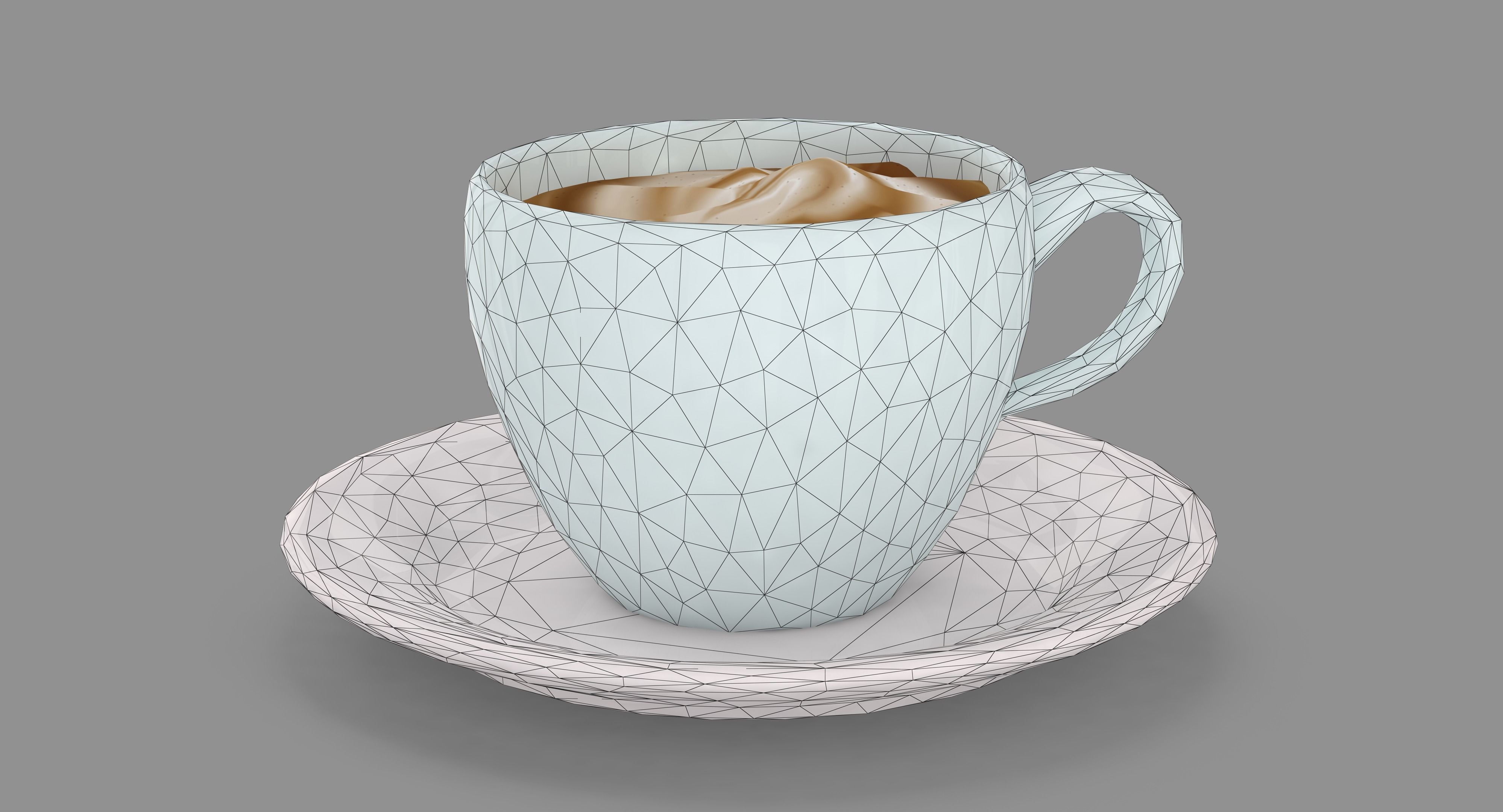 Cappuccino Cup Low-poly 3D model_43