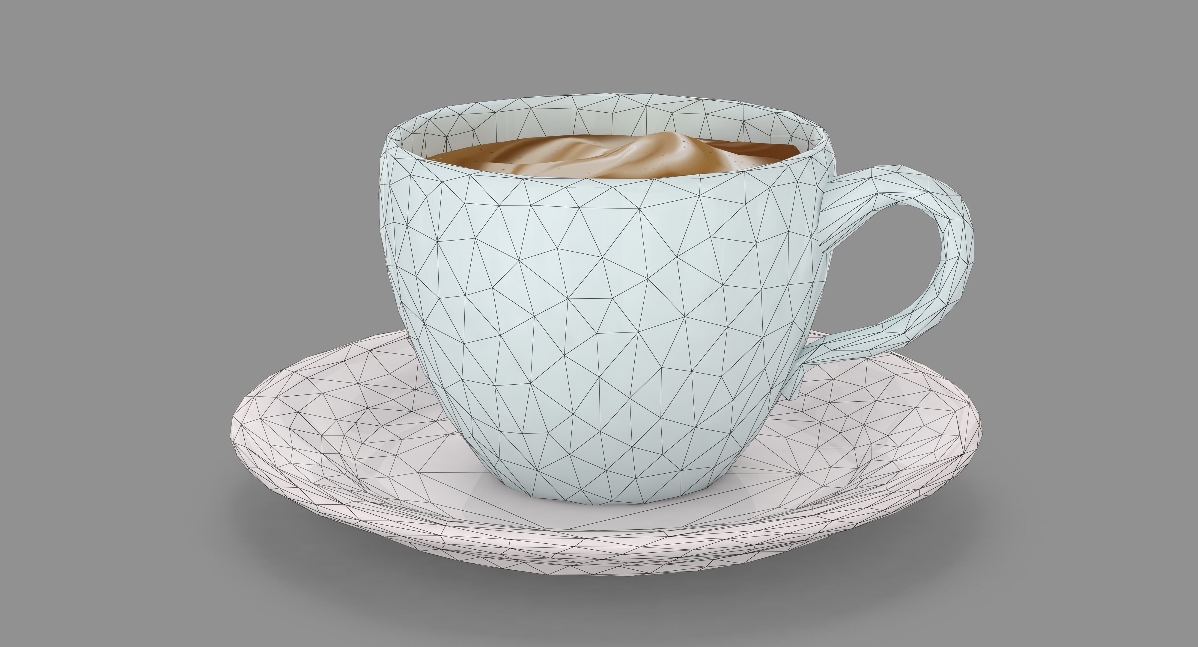 Cappuccino Cup Low-poly 3D model_41