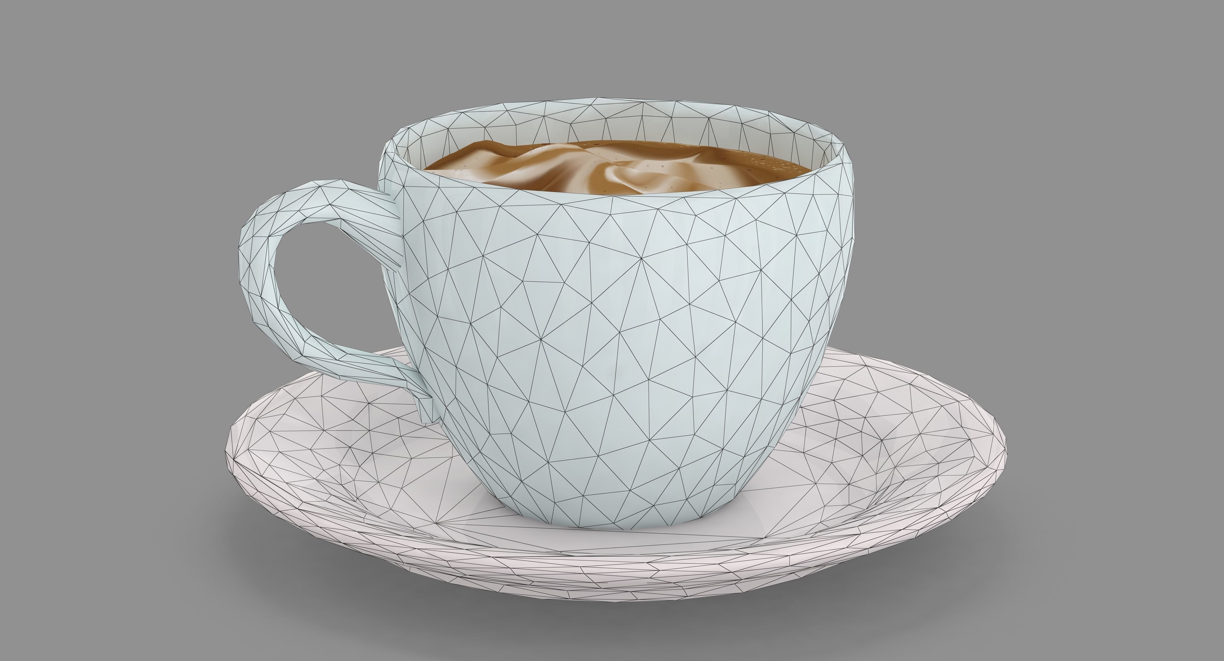 Cappuccino Cup Low-poly 3D model_32
