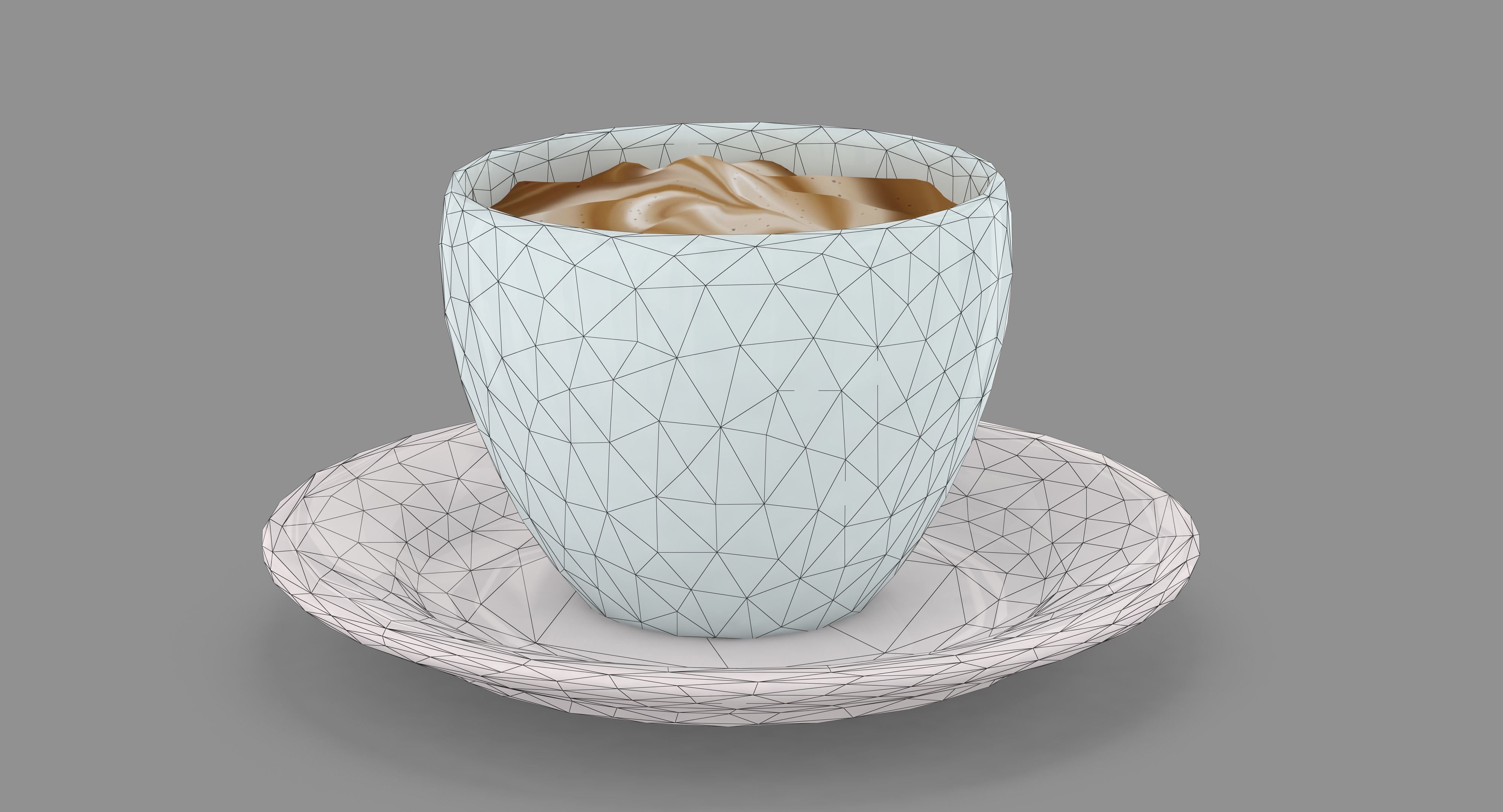 Cappuccino Cup Low-poly 3D model_49