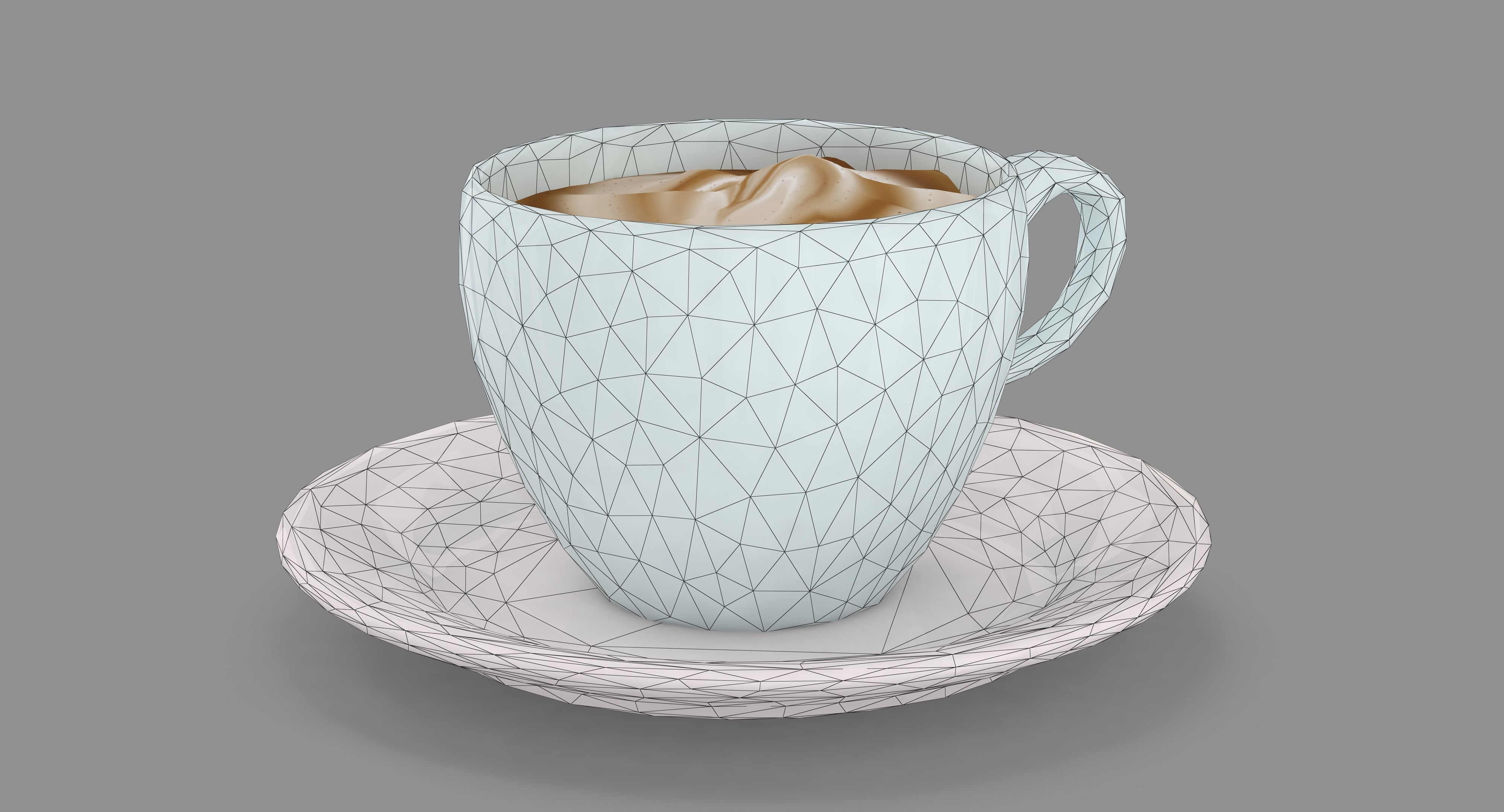 Cappuccino Cup Low-poly 3D model_44