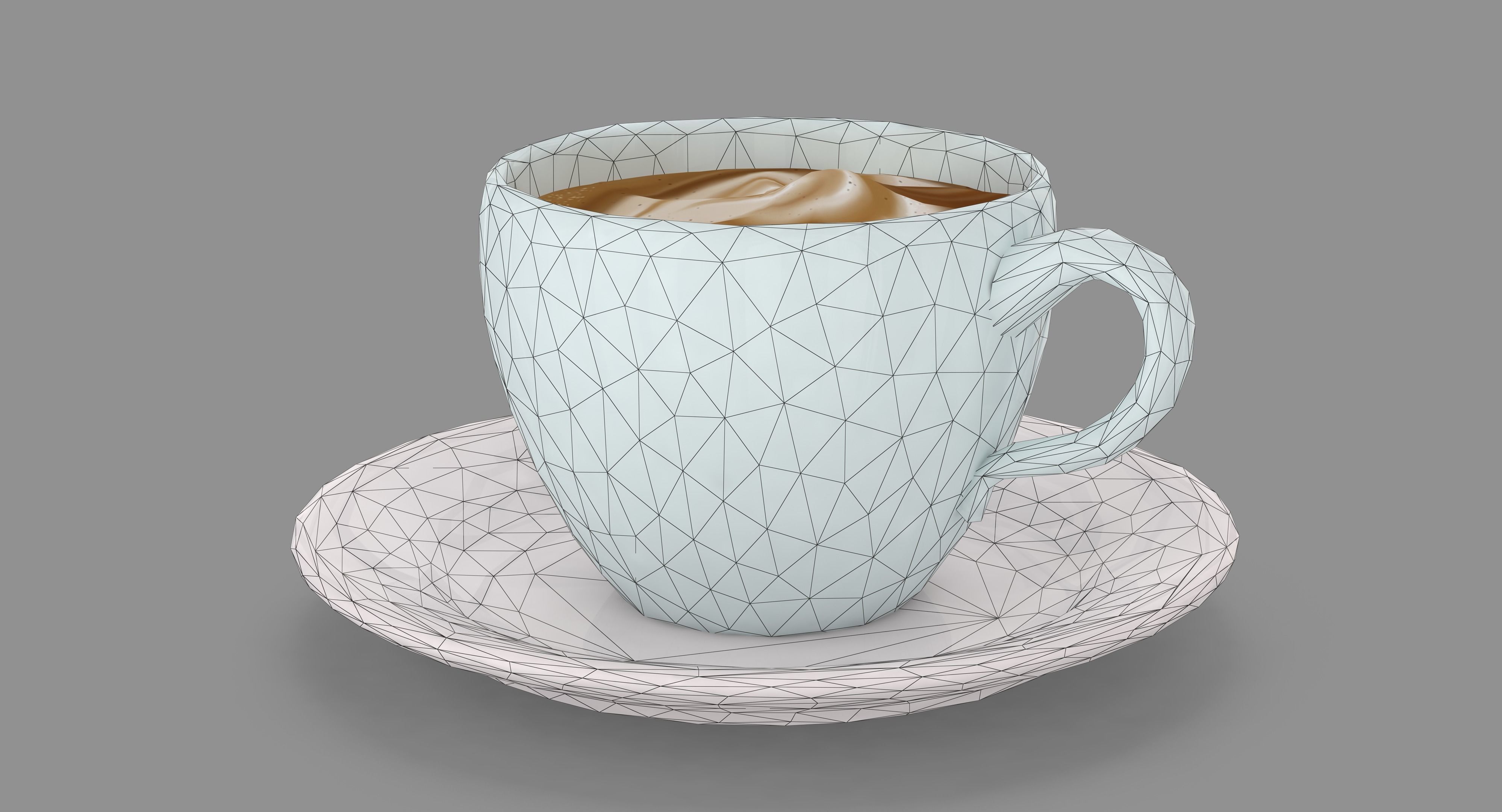Cappuccino Cup Low-poly 3D model_40