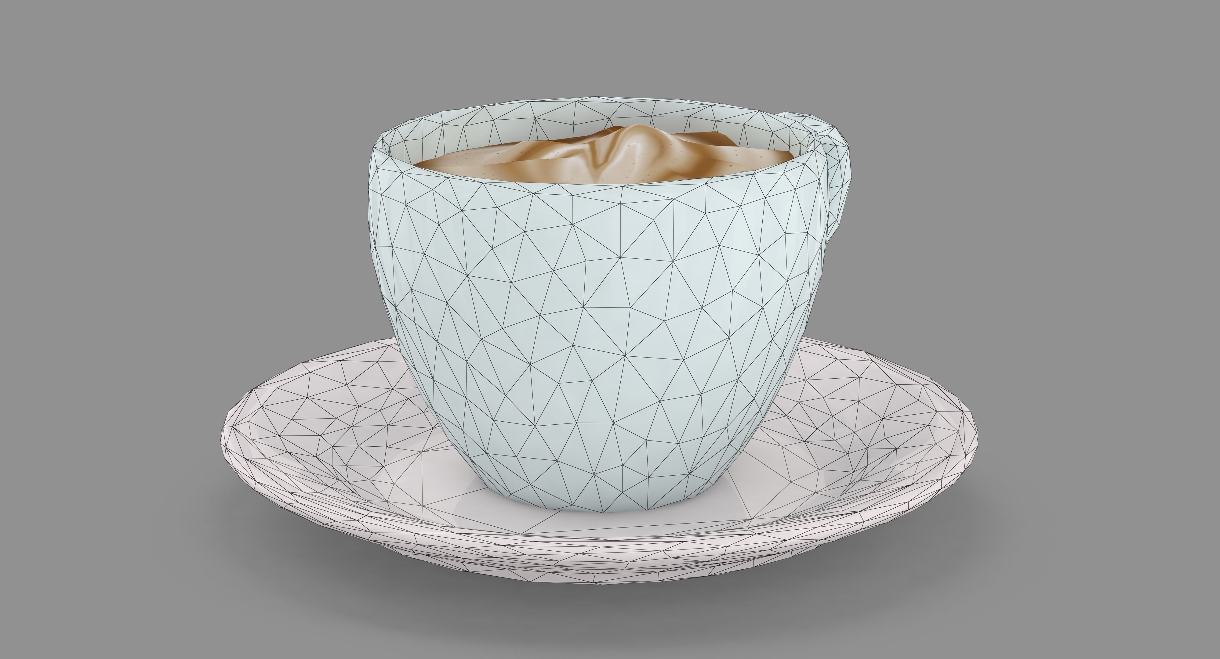 Cappuccino Cup Low-poly 3D model_45