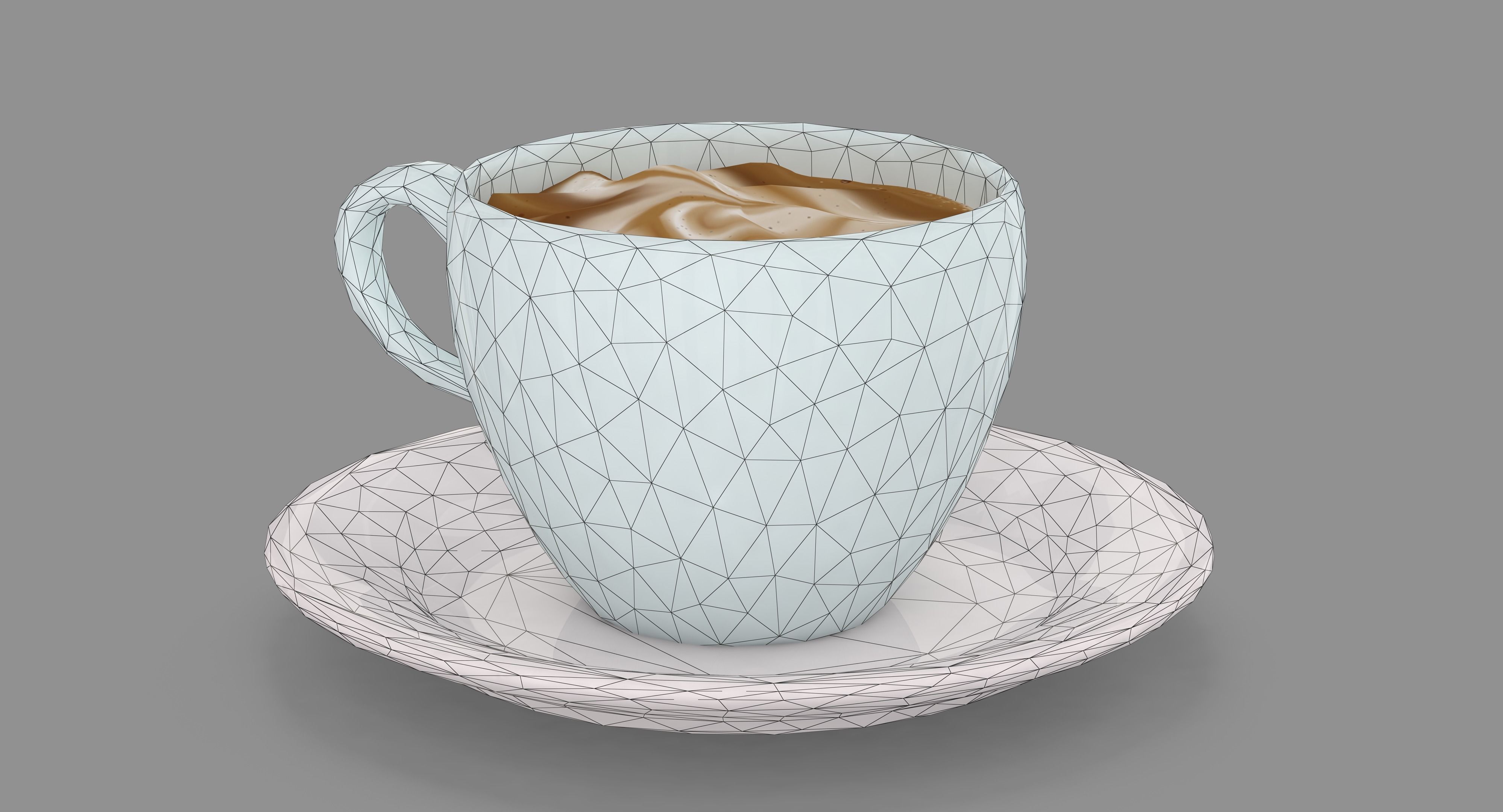 Cappuccino Cup Low-poly 3D model_52
