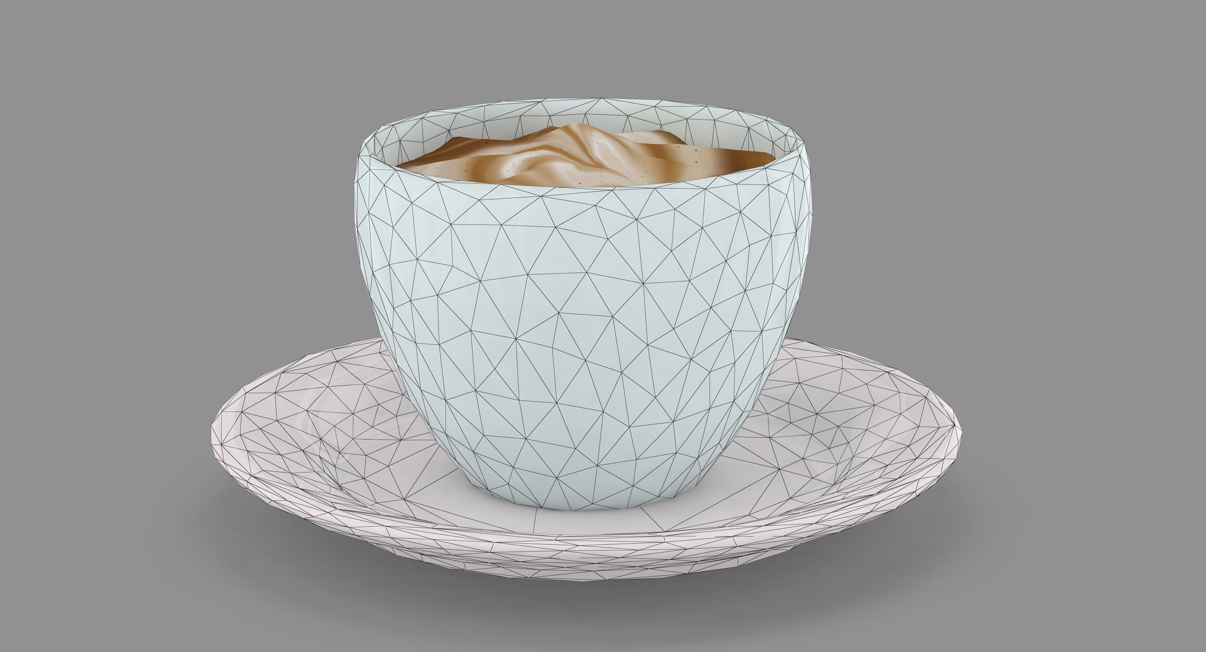 Cappuccino Cup Low-poly 3D model_48
