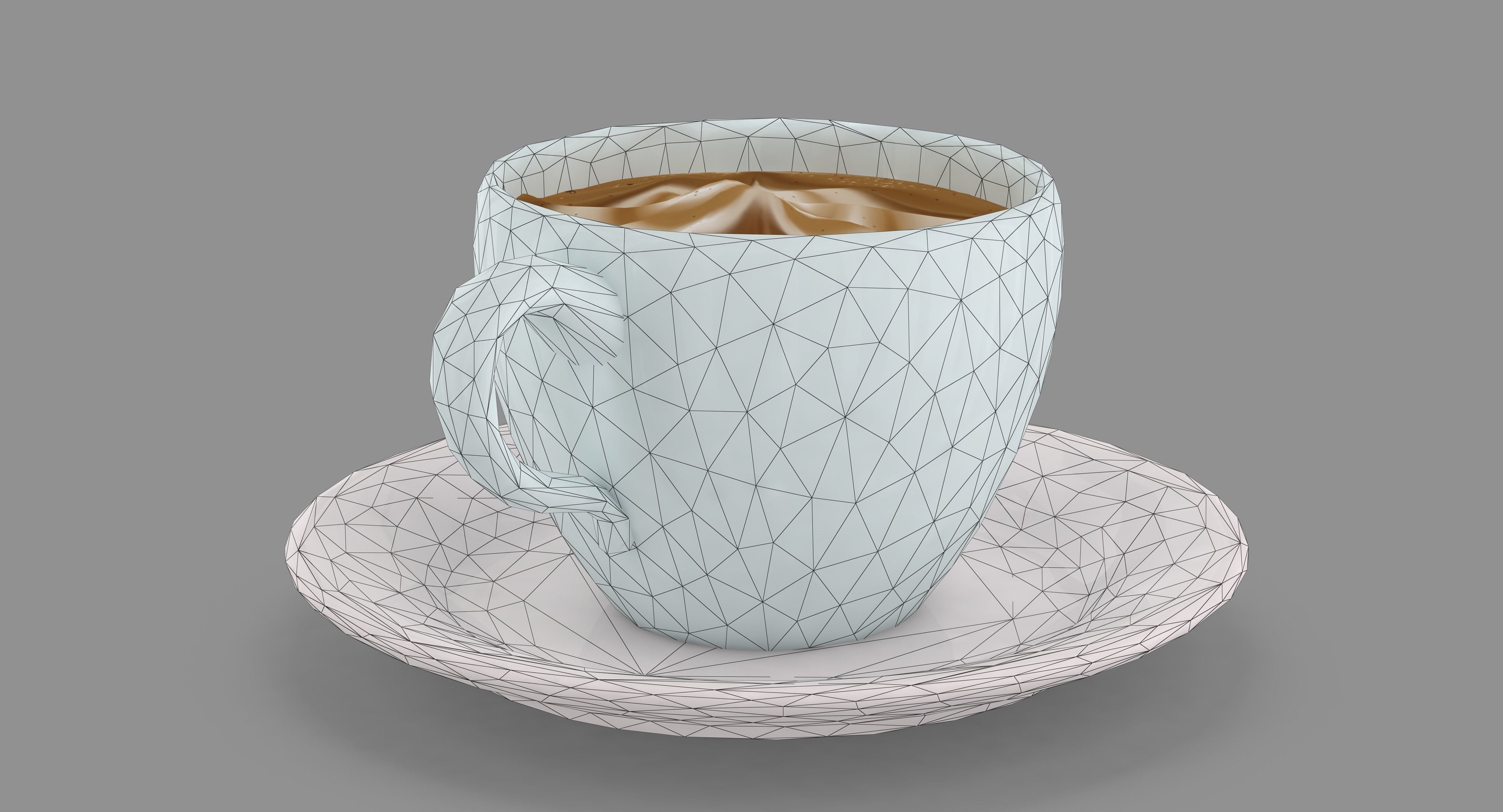 Cappuccino Cup Low-poly 3D model_34