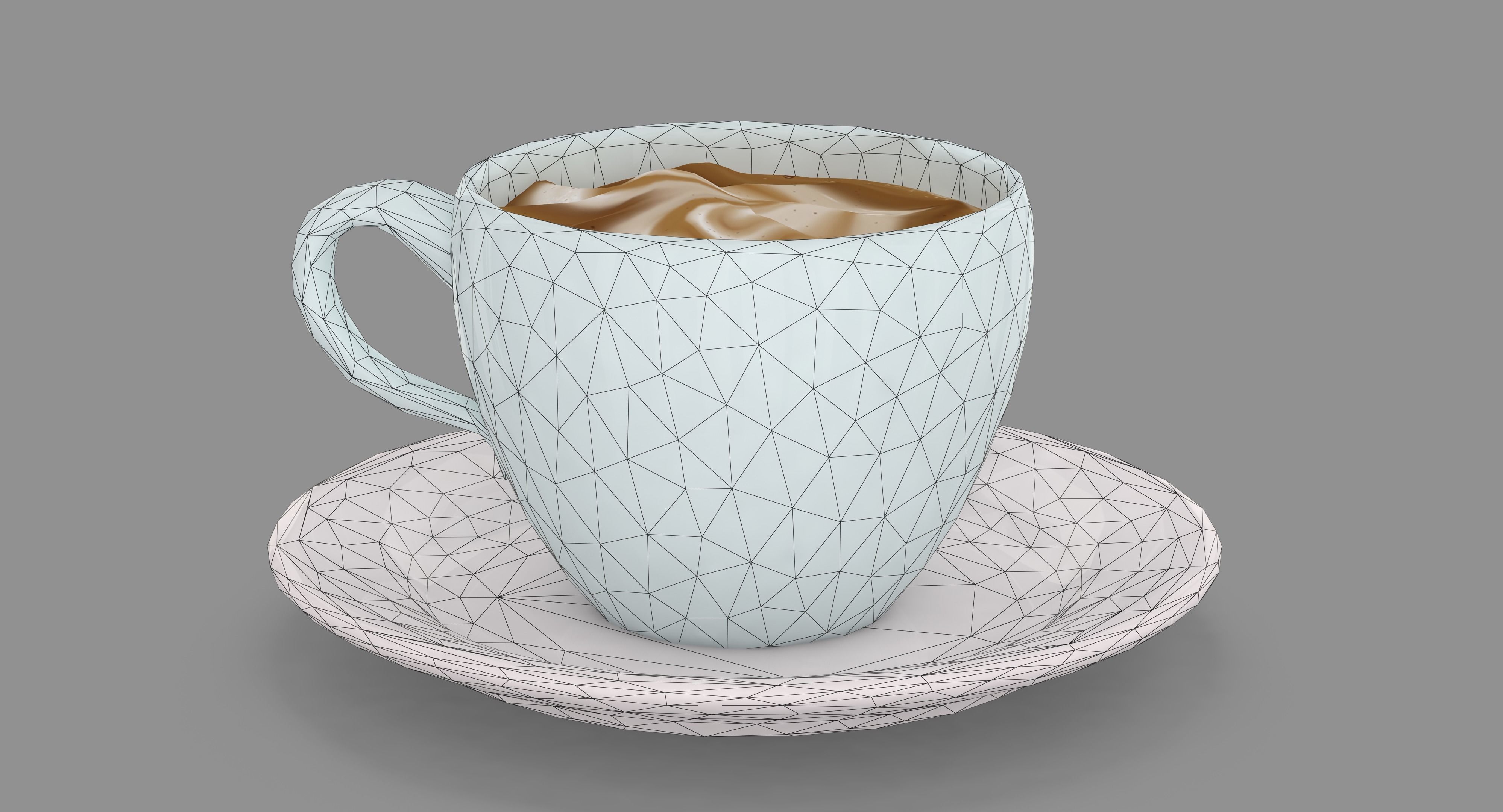Cappuccino Cup Low-poly 3D model_30