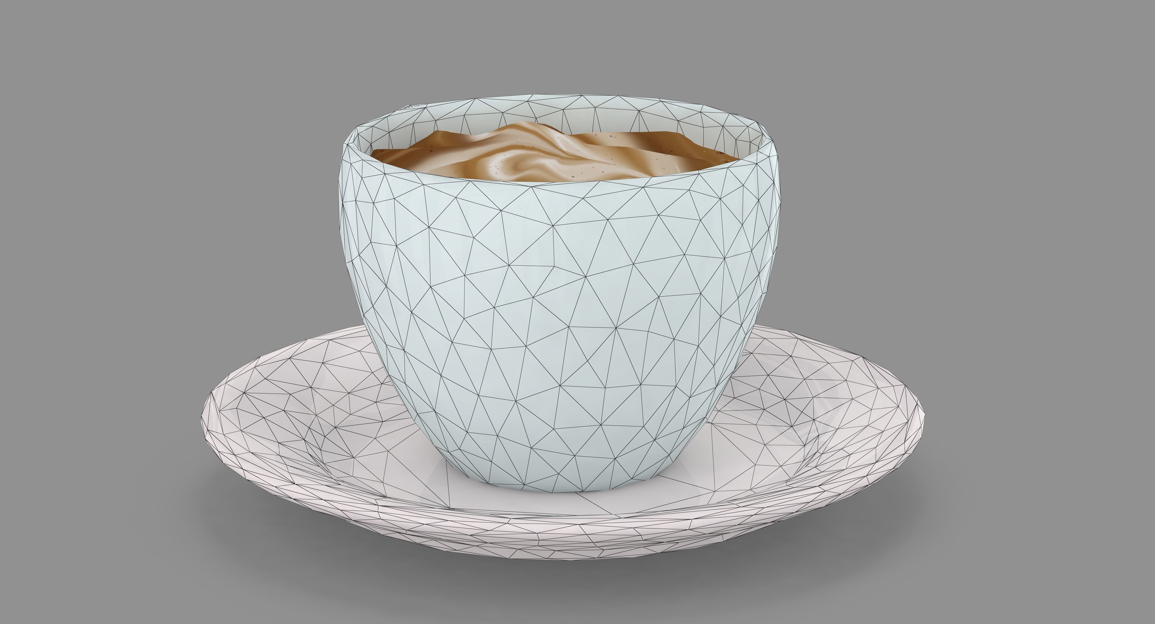 Cappuccino Cup Low-poly 3D model_50