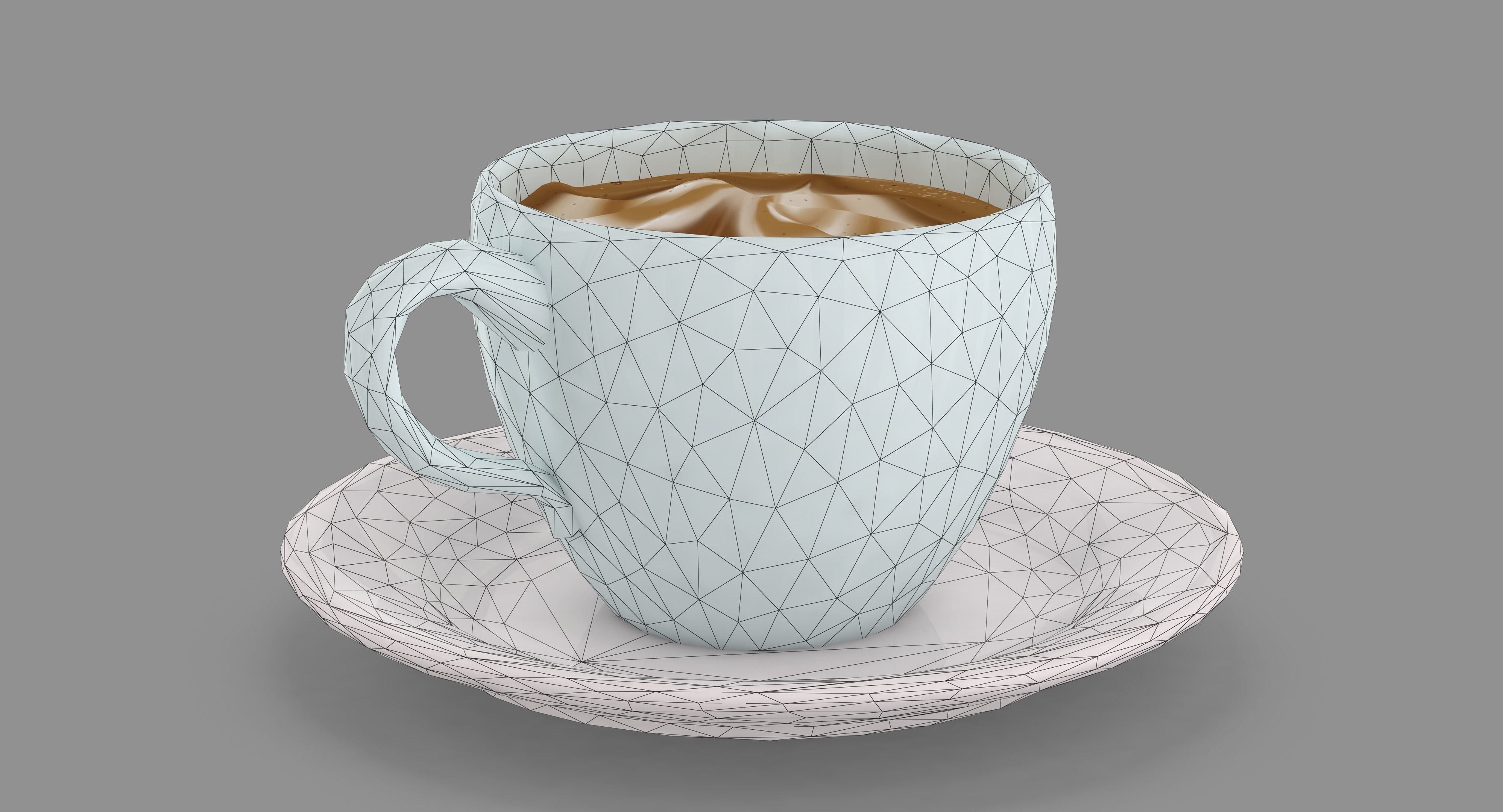Cappuccino Cup Low-poly 3D model_33