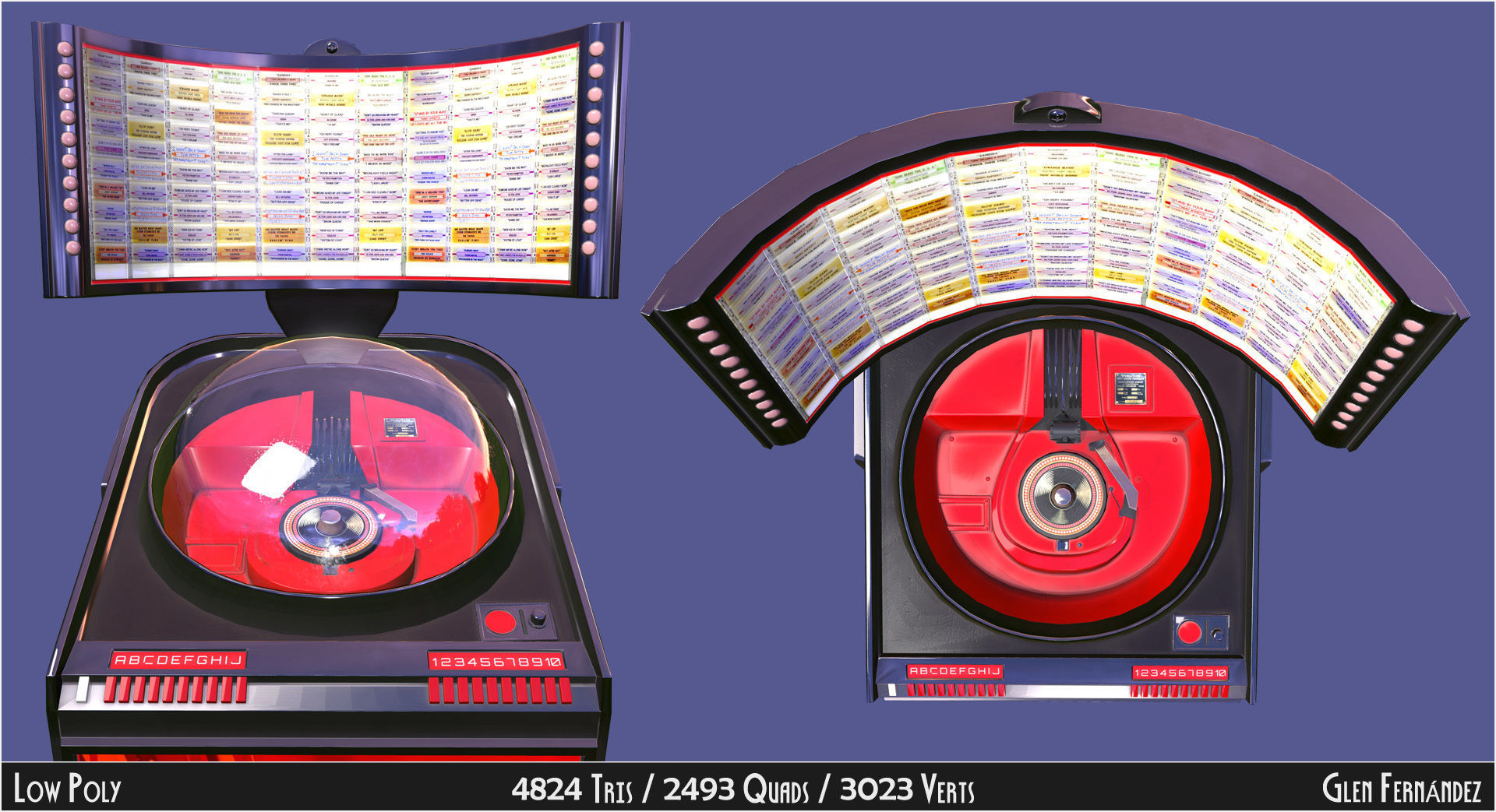 Vintage Retro Rockola Jukebox model 2 Low-poly 3D model_2