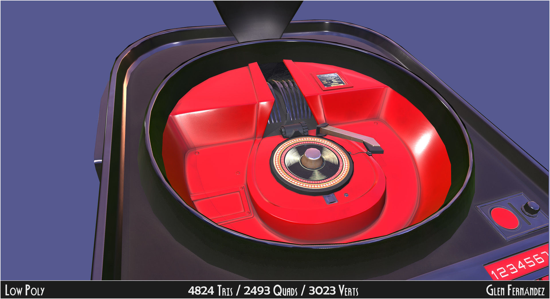 Vintage Retro Rockola Jukebox model 2 Low-poly 3D model_5