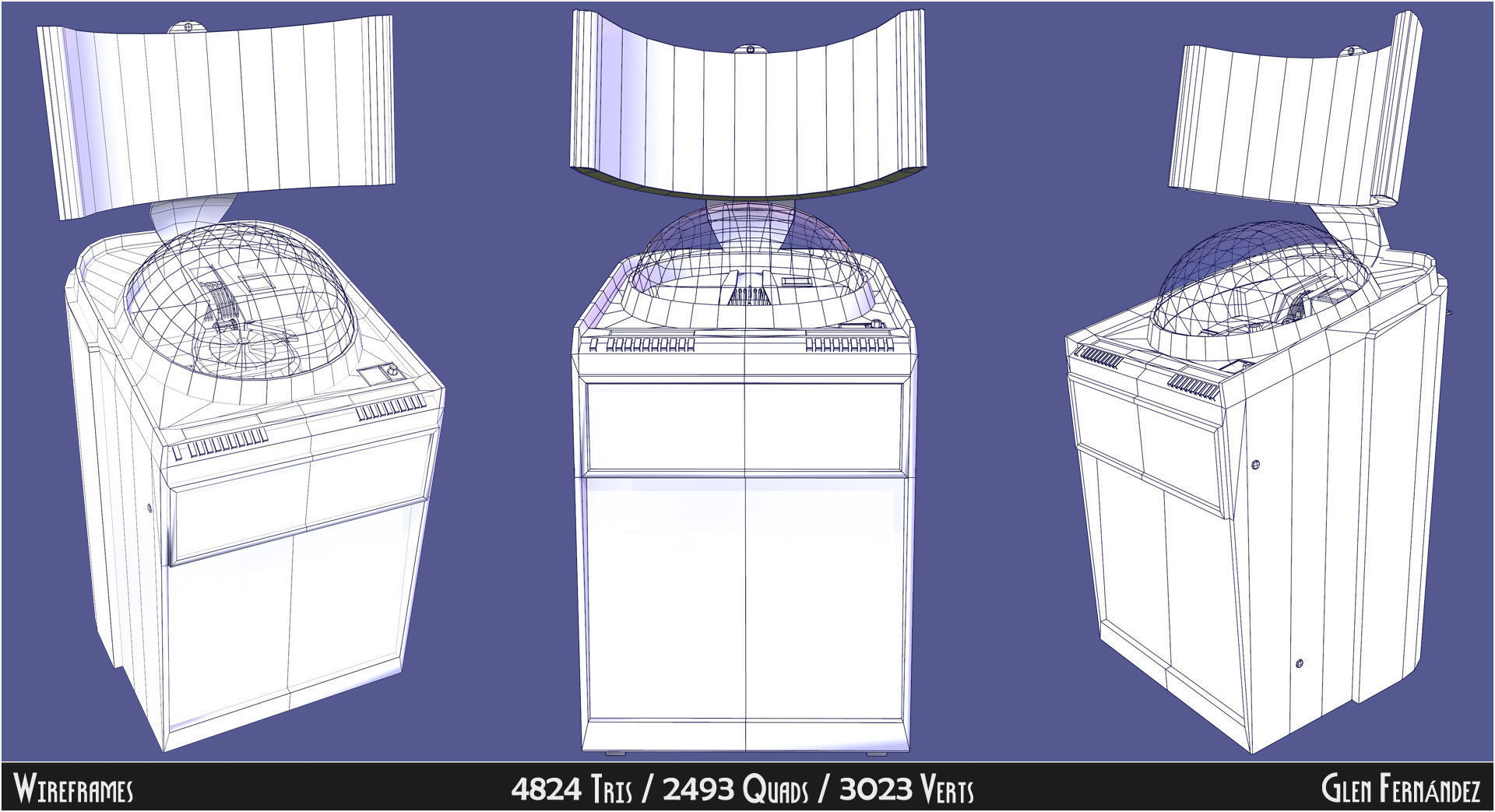 Vintage Retro Rockola Jukebox model 2 Low-poly 3D model_8