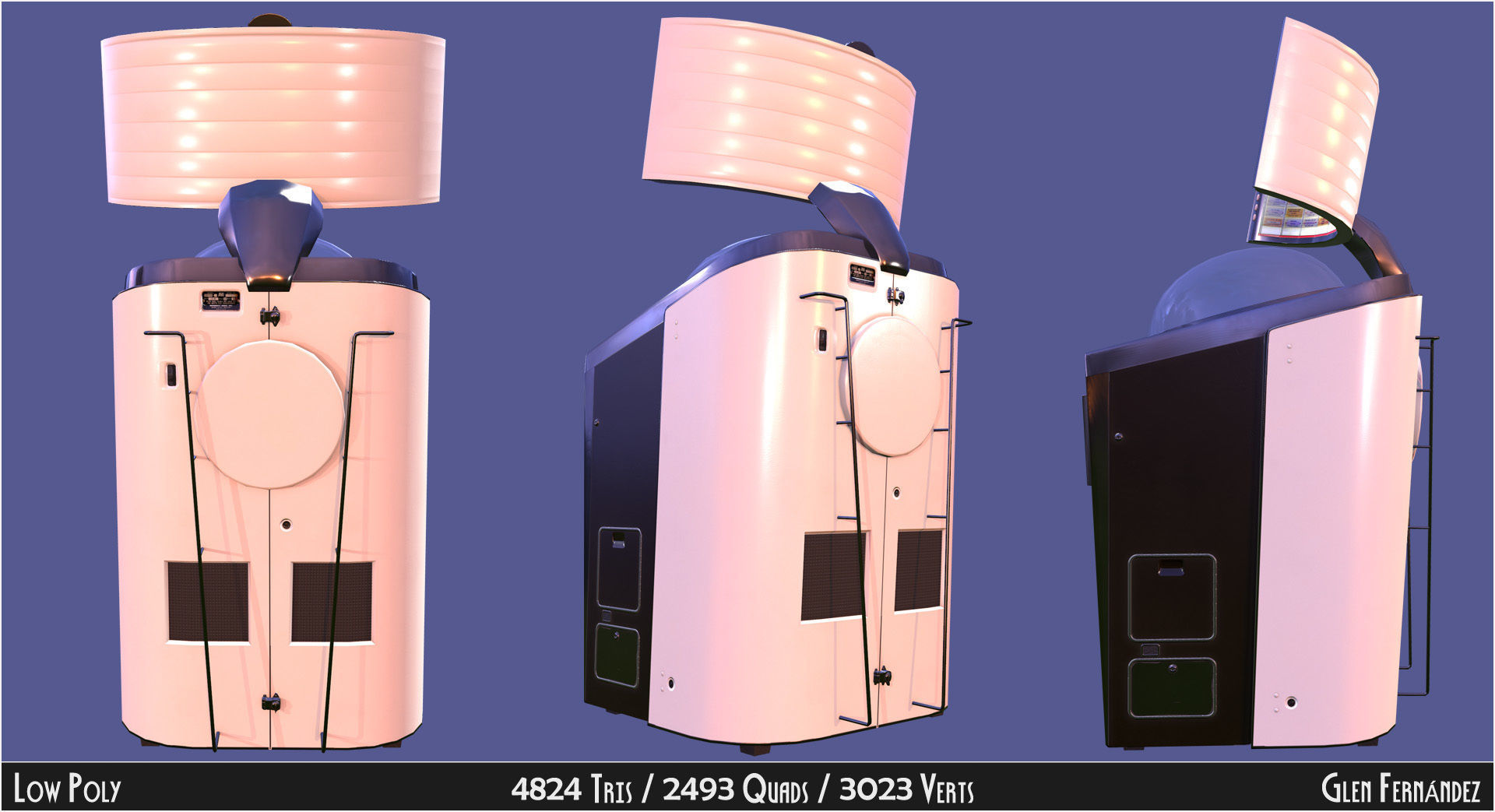 Vintage Retro Rockola Jukebox model 2 Low-poly 3D model_4