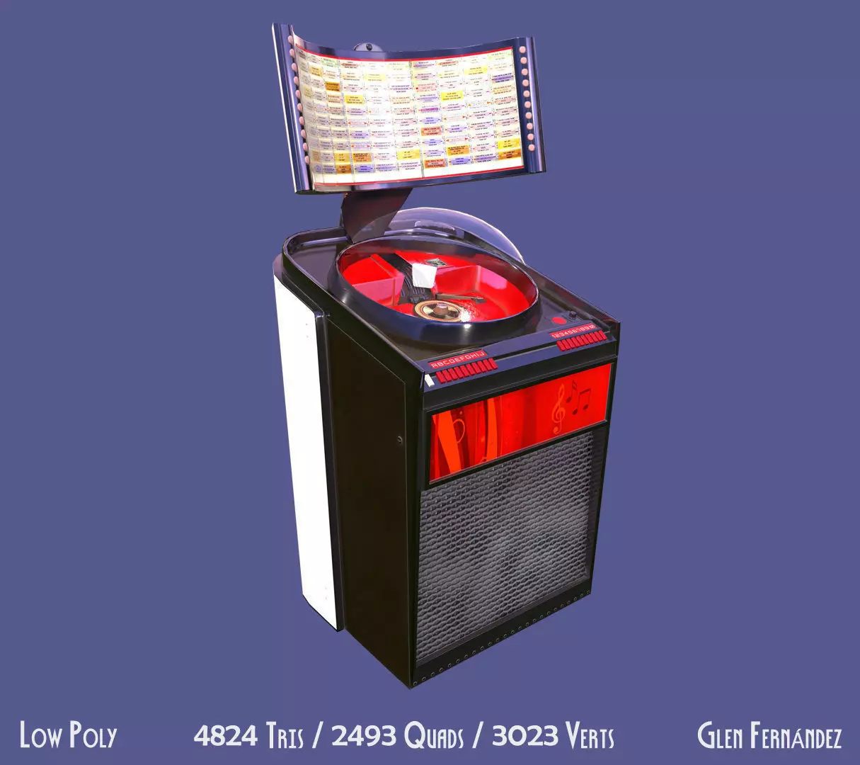 Vintage Retro Rockola Jukebox model 2 Low-poly 3D model_0