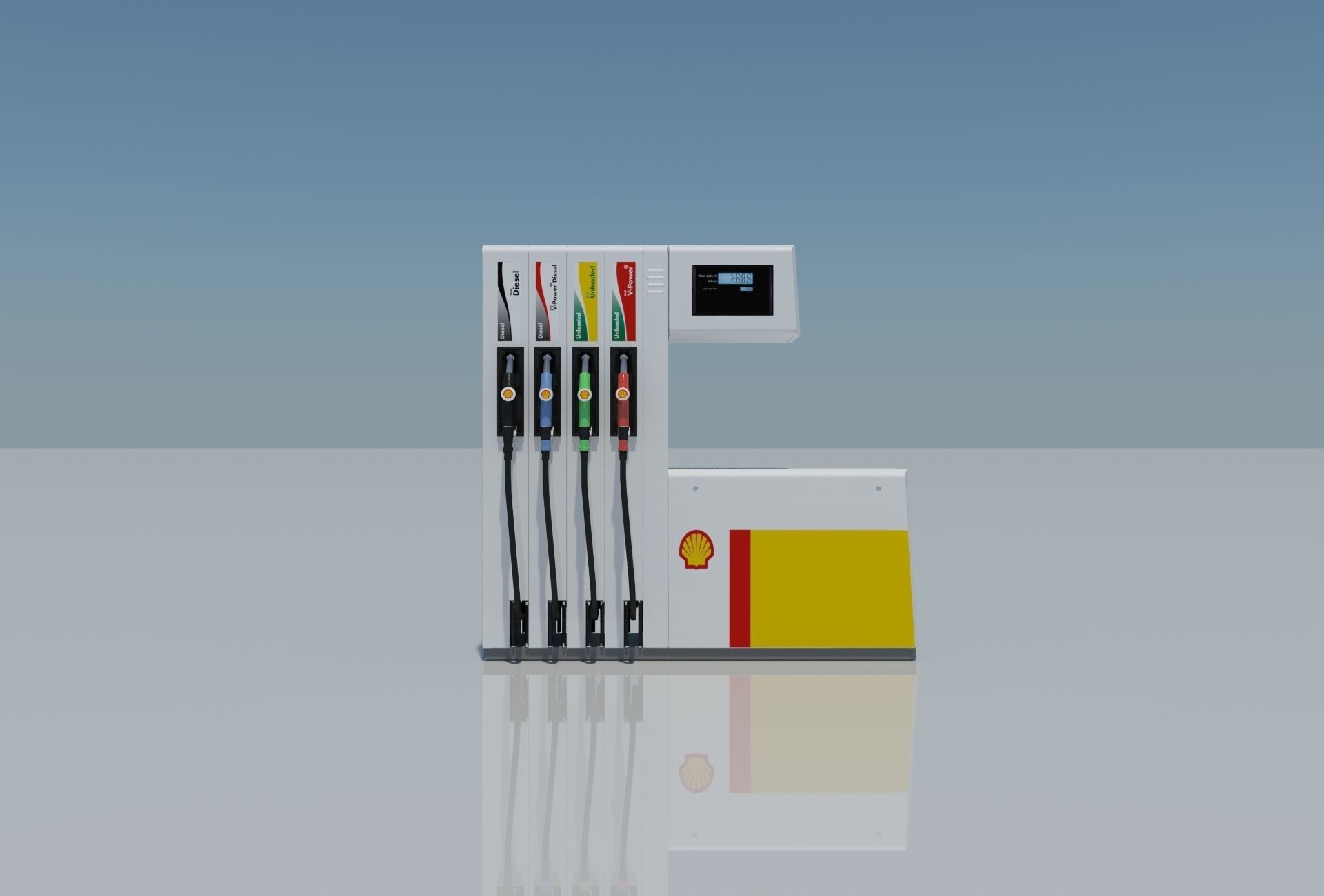 Fuel Dispenser Shell Brand 3D model_2