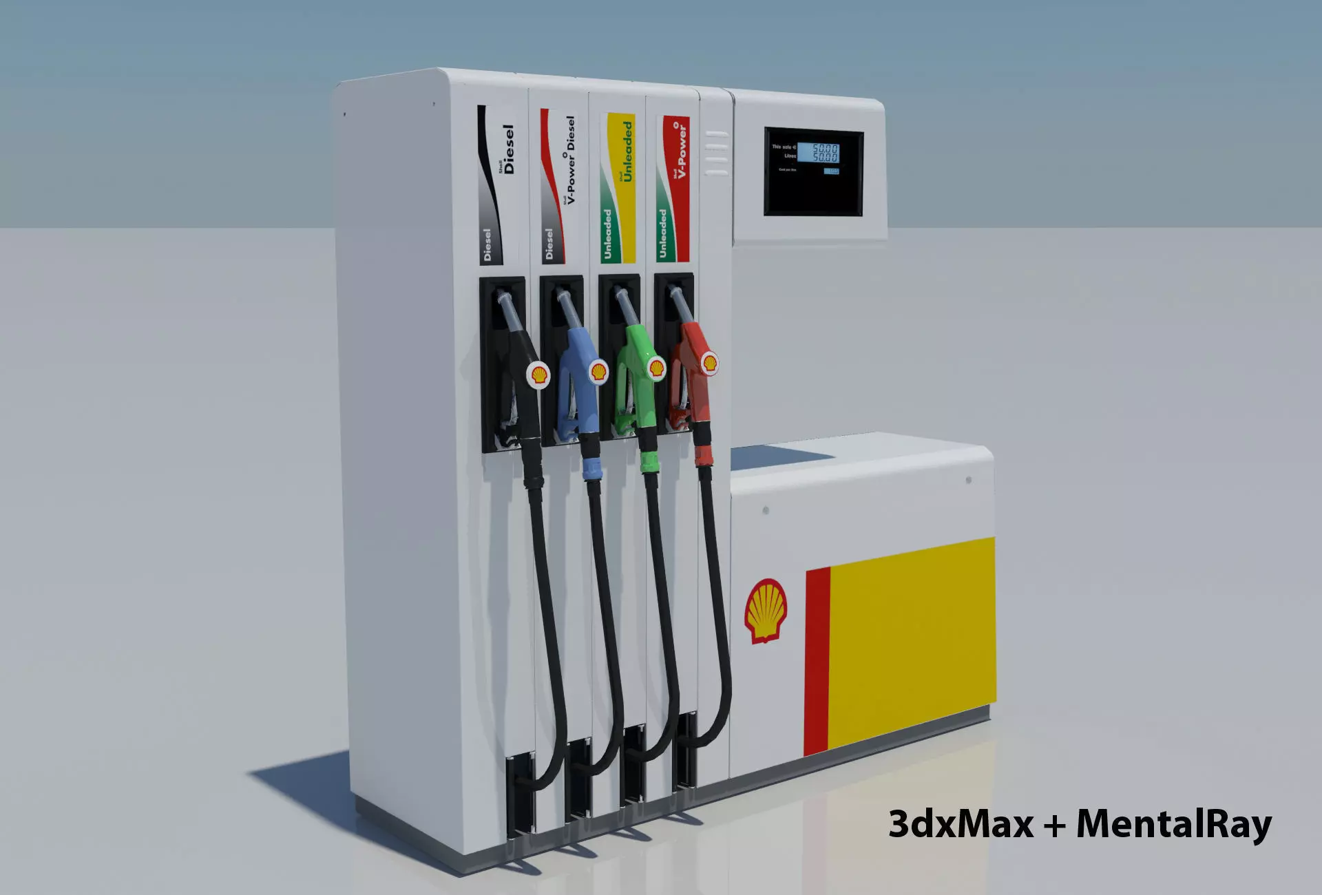Fuel Dispenser Shell Brand 3D model_0