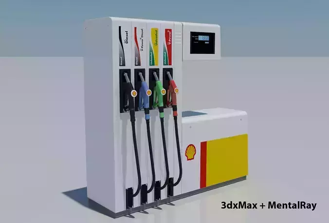 Fuel Dispenser Shell Brand 3D model