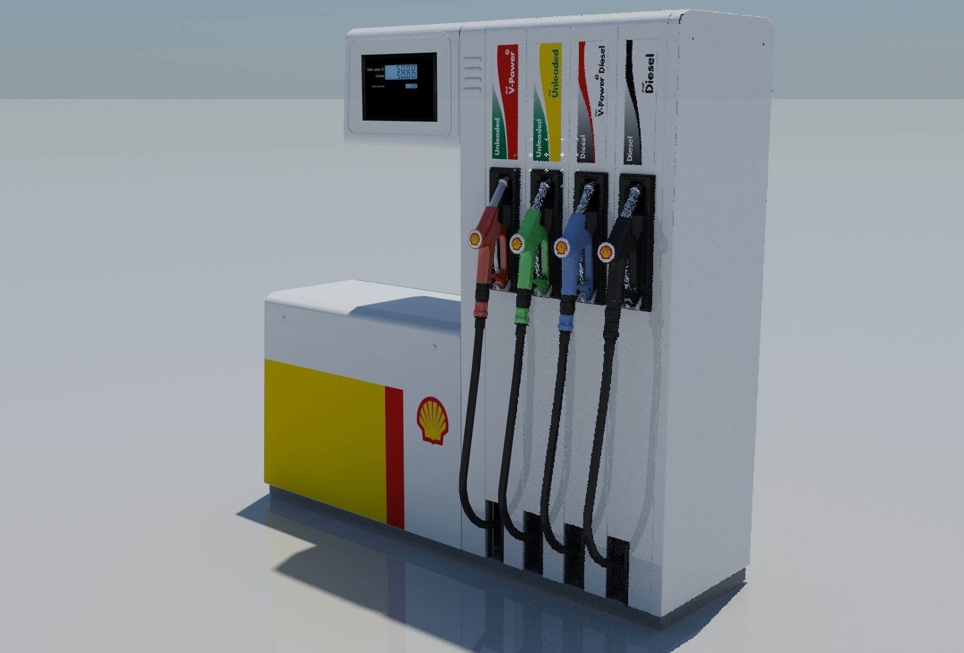 Fuel Dispenser Shell Brand 3D model_1