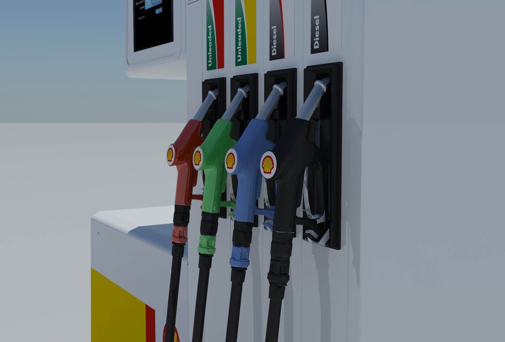 Fuel Dispenser Shell Brand 3D model_7