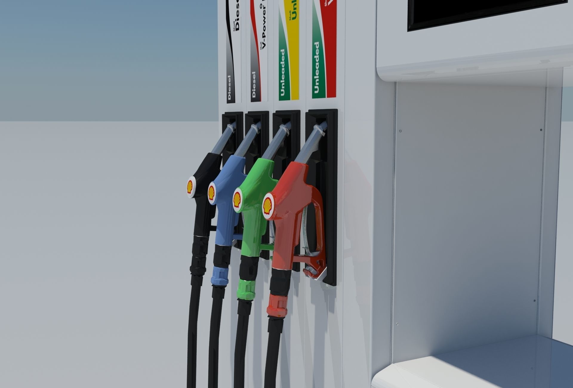 Fuel Dispenser Shell Brand 3D model_8