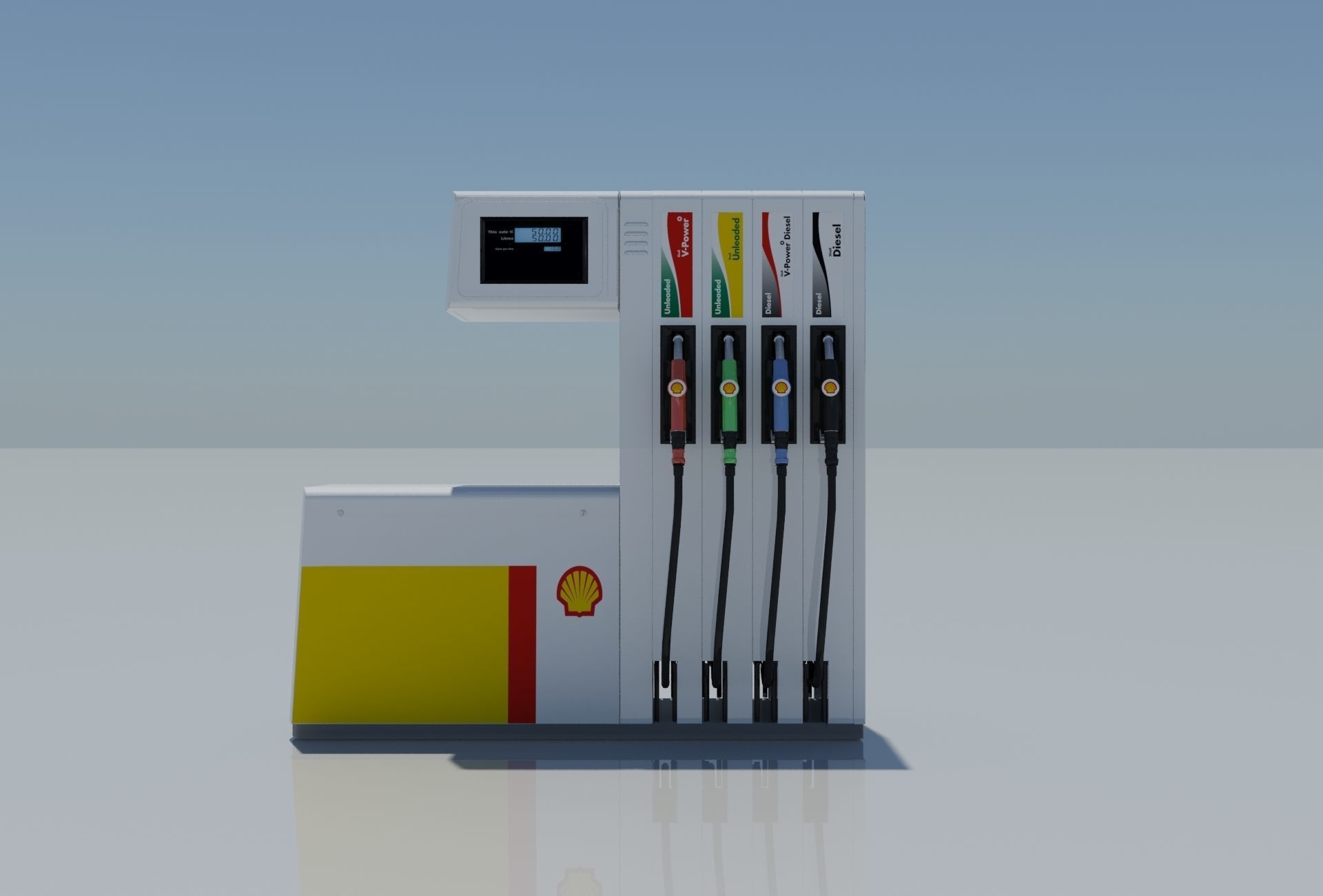 Fuel Dispenser Shell Brand 3D model_4