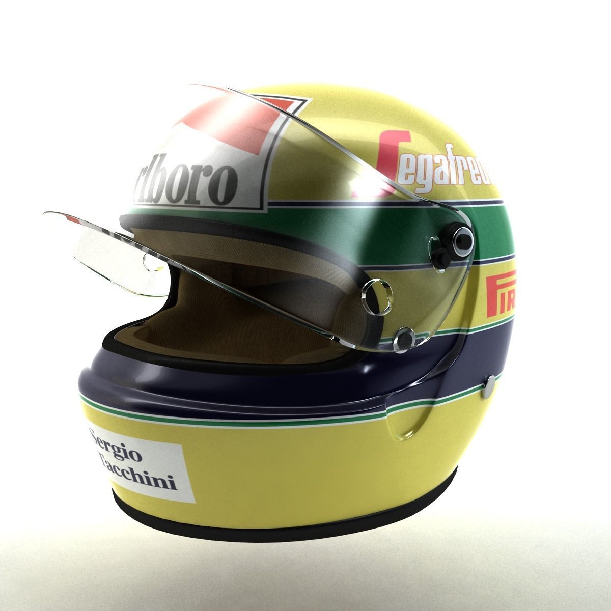 3D model Ayrton Senna Helmet 1984 VR / AR / low-poly rigged | CGTrader