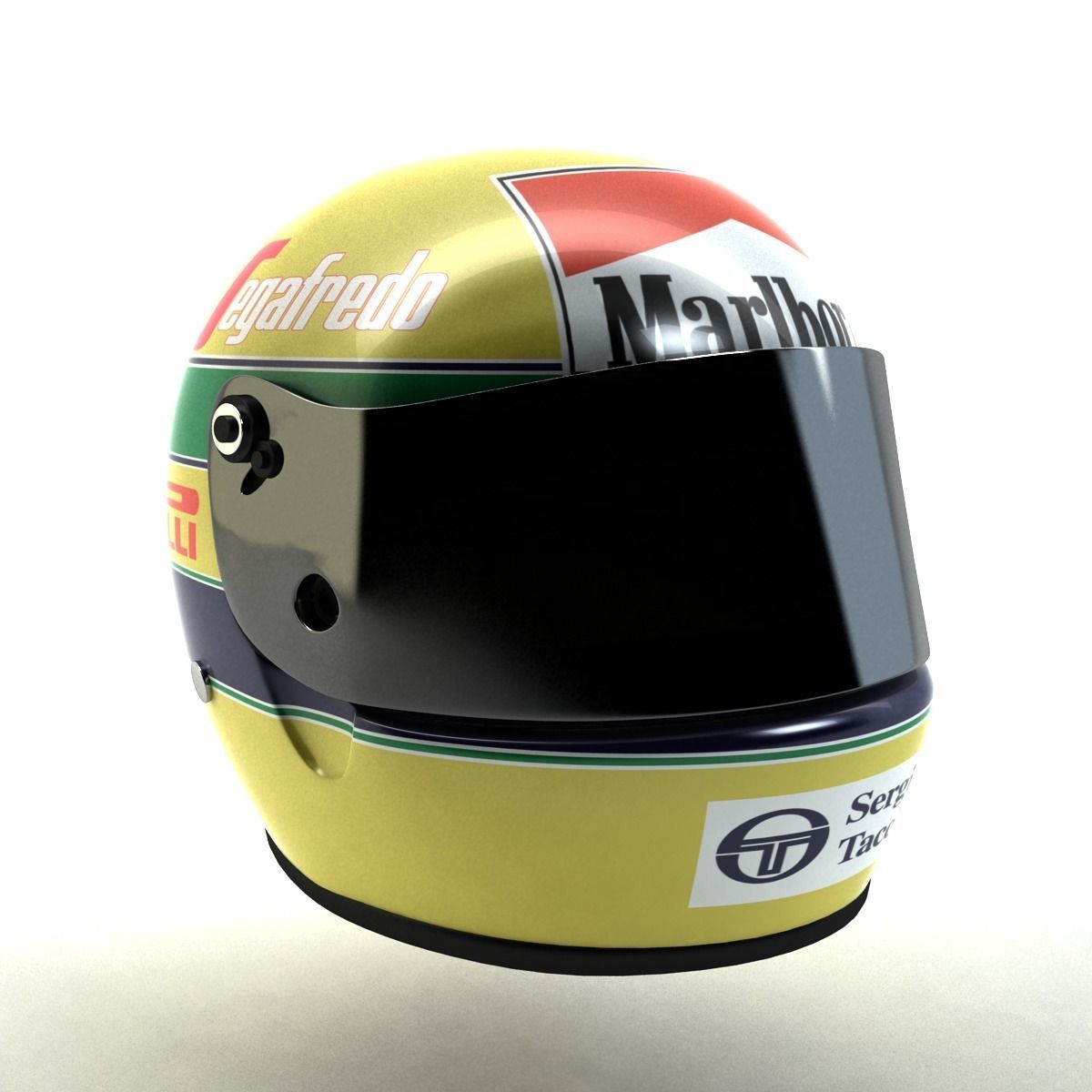 3D model Ayrton Senna Helmet 1984 VR / AR / low-poly rigged | CGTrader