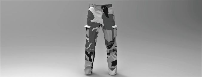 Military Pants Snow Camouflage Low-poly 3D model