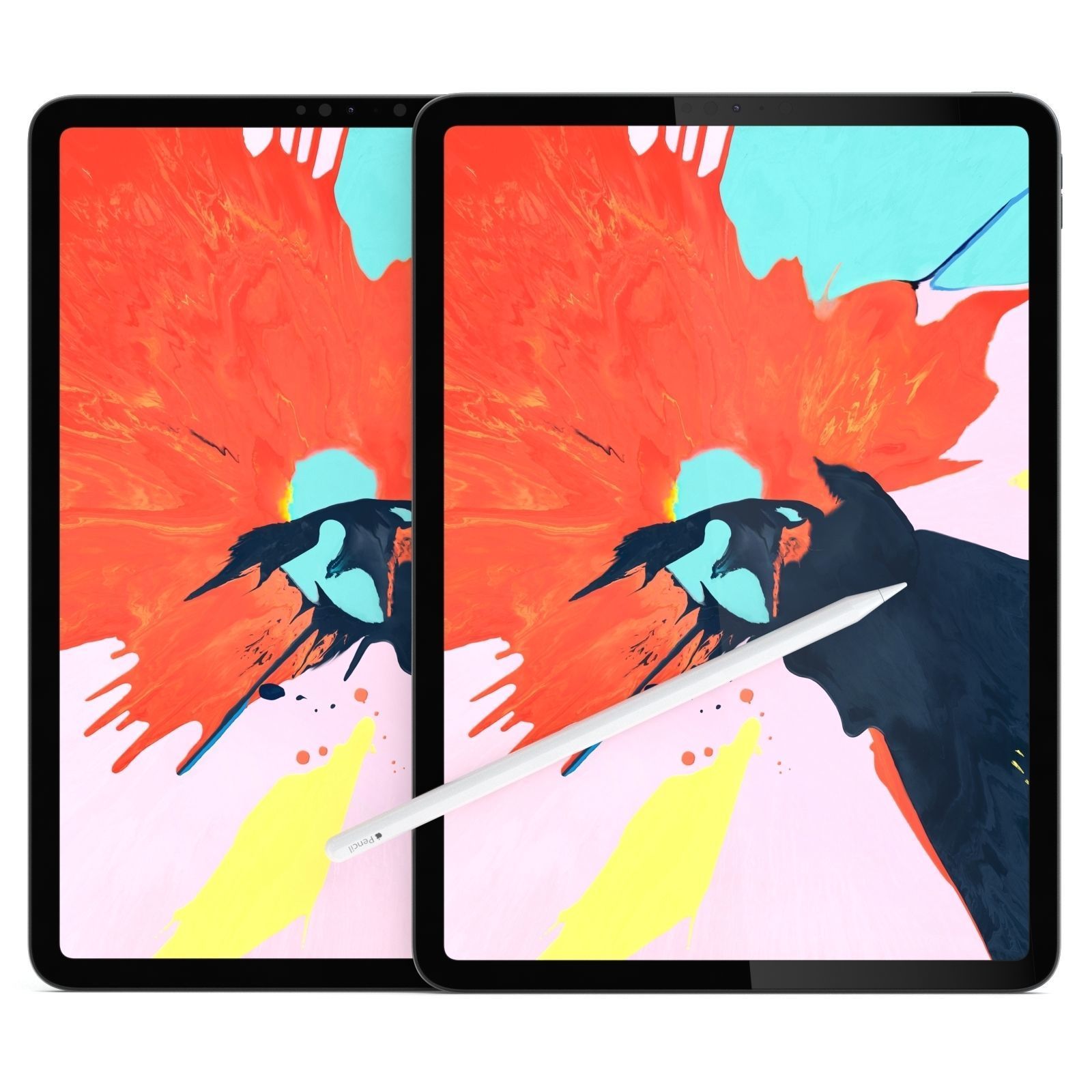 iPad Pro 11 Gray and Pencil 2018 3D model_2