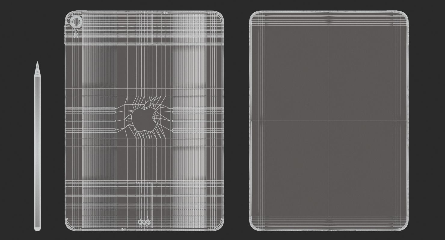 iPad Pro 11 Gray and Pencil 2018 3D model_9