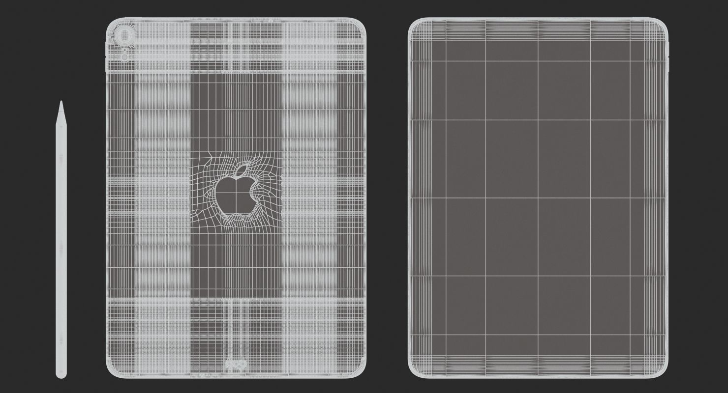 iPad Pro 11 Gray and Pencil 2018 3D model_10