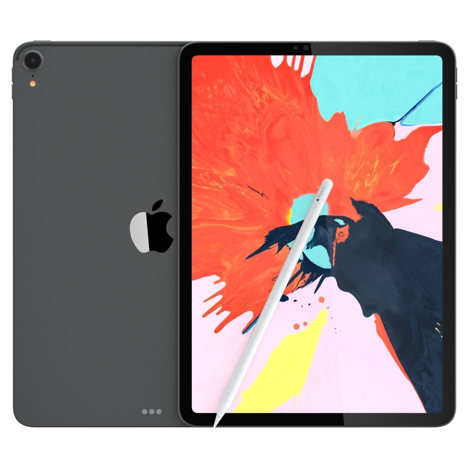 iPad Pro 11 Gray and Pencil 2018 3D model_1