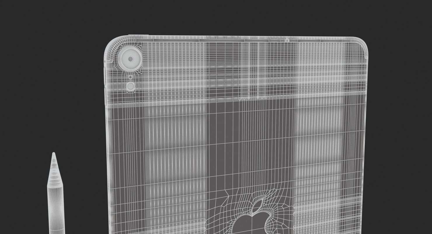 iPad Pro 11 Gray and Pencil 2018 3D model_12