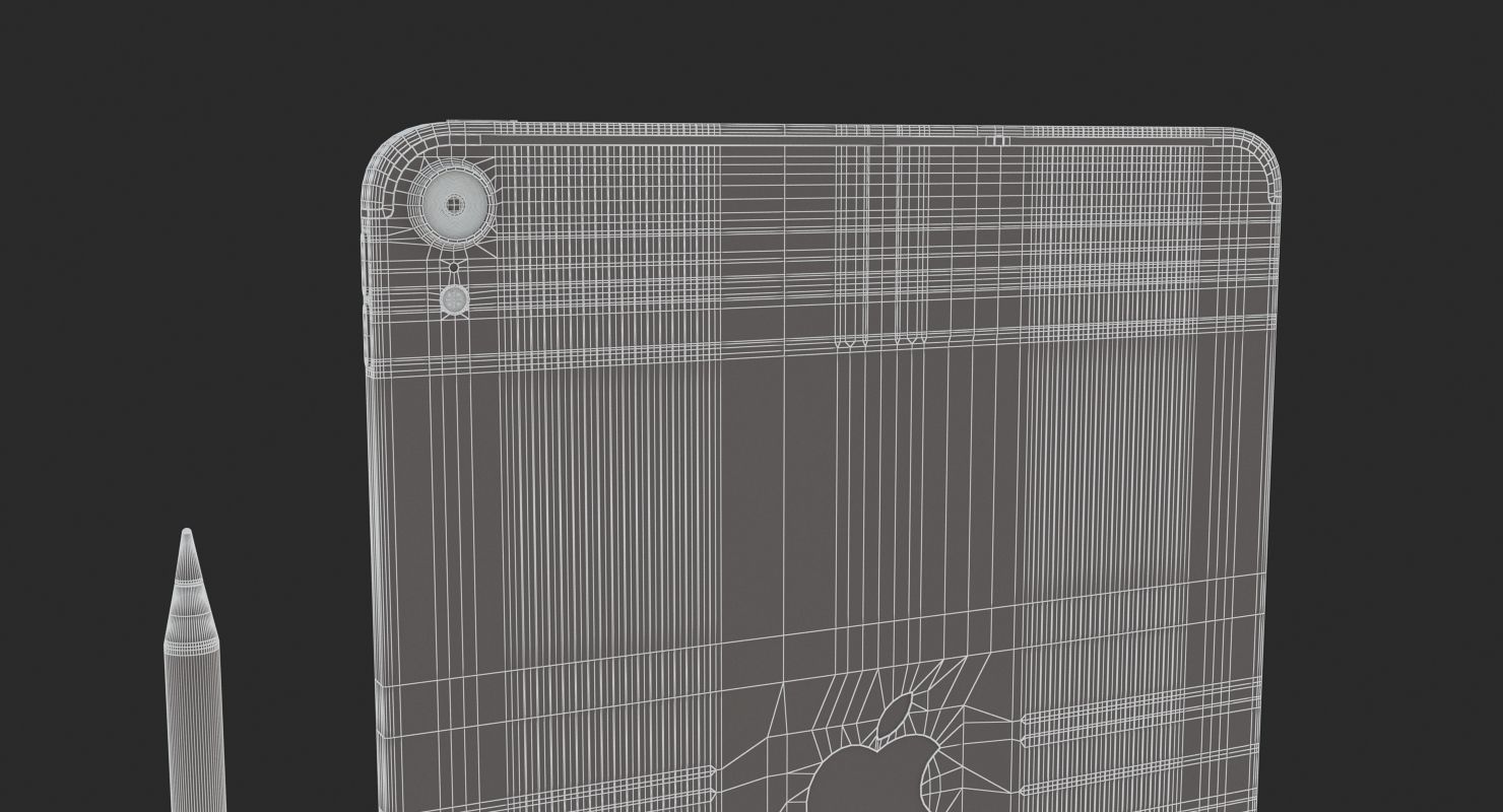 iPad Pro 11 Gray and Pencil 2018 3D model_11