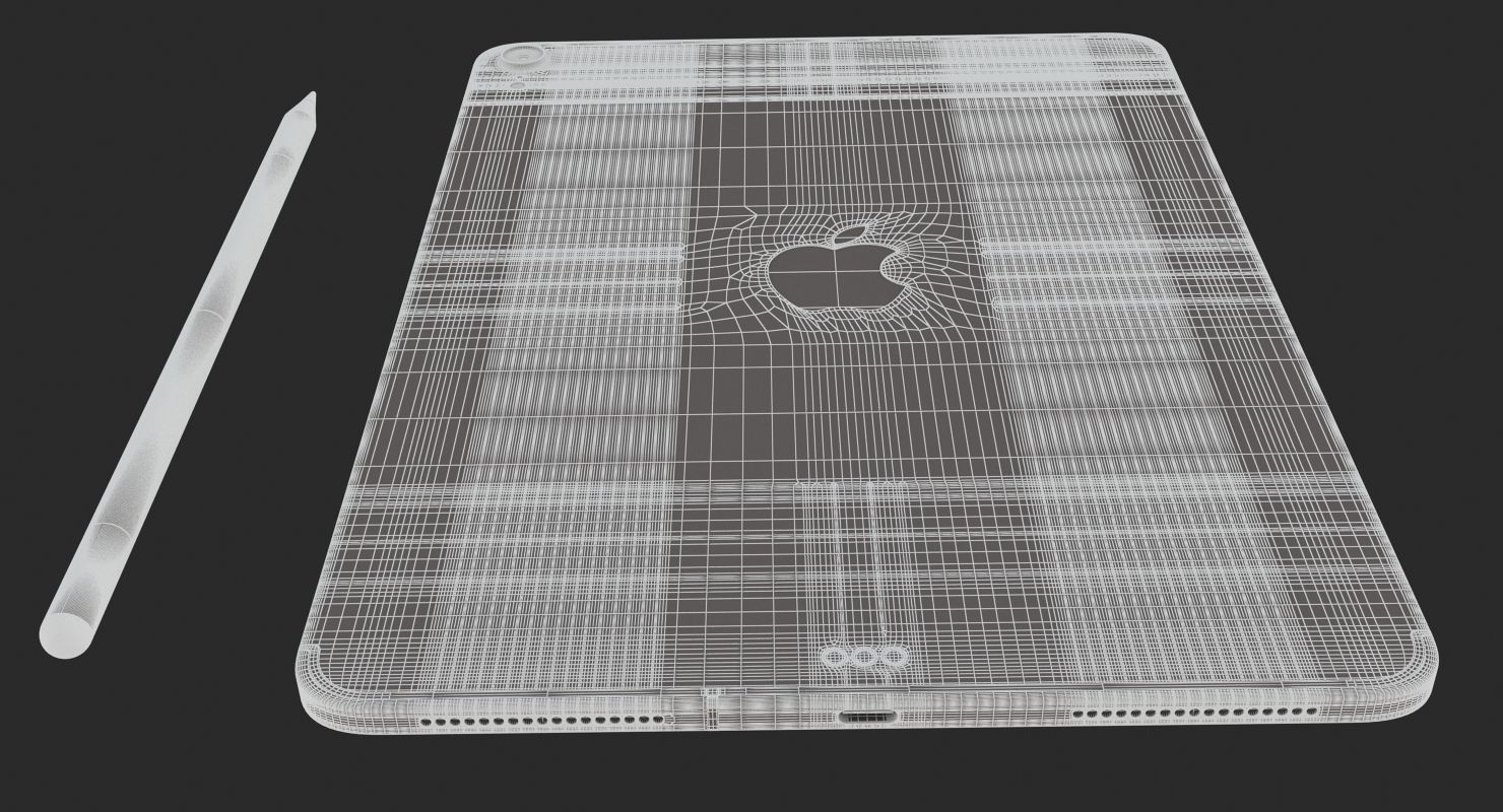 iPad Pro 11 Gray and Pencil 2018 3D model_14
