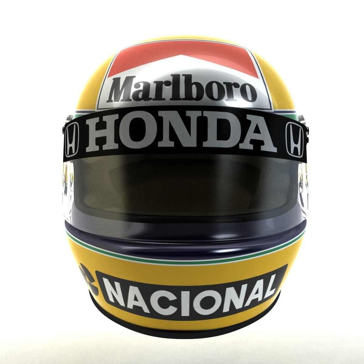 Ayrton Senna Helmet 1988 Low-poly 3D model_5