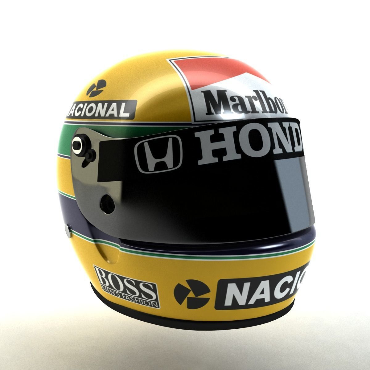 Ayrton Senna Helmet 1988 Low-poly 3D model_4